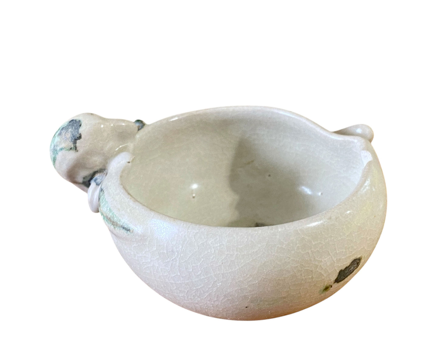 #6843 Hoi An Hoard Shipwreck Cup shaped like a peach w/ a parrot biting its edge Late 15th/16th C