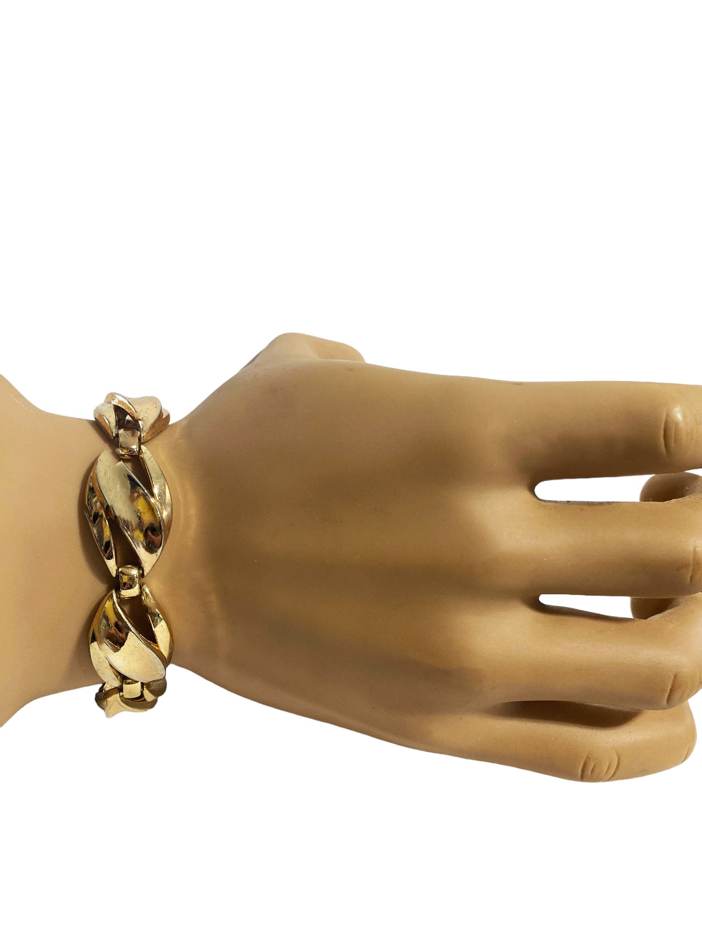 #5897  Vintage Chunky  Trifari  Pat. Pend Golden Bracelet