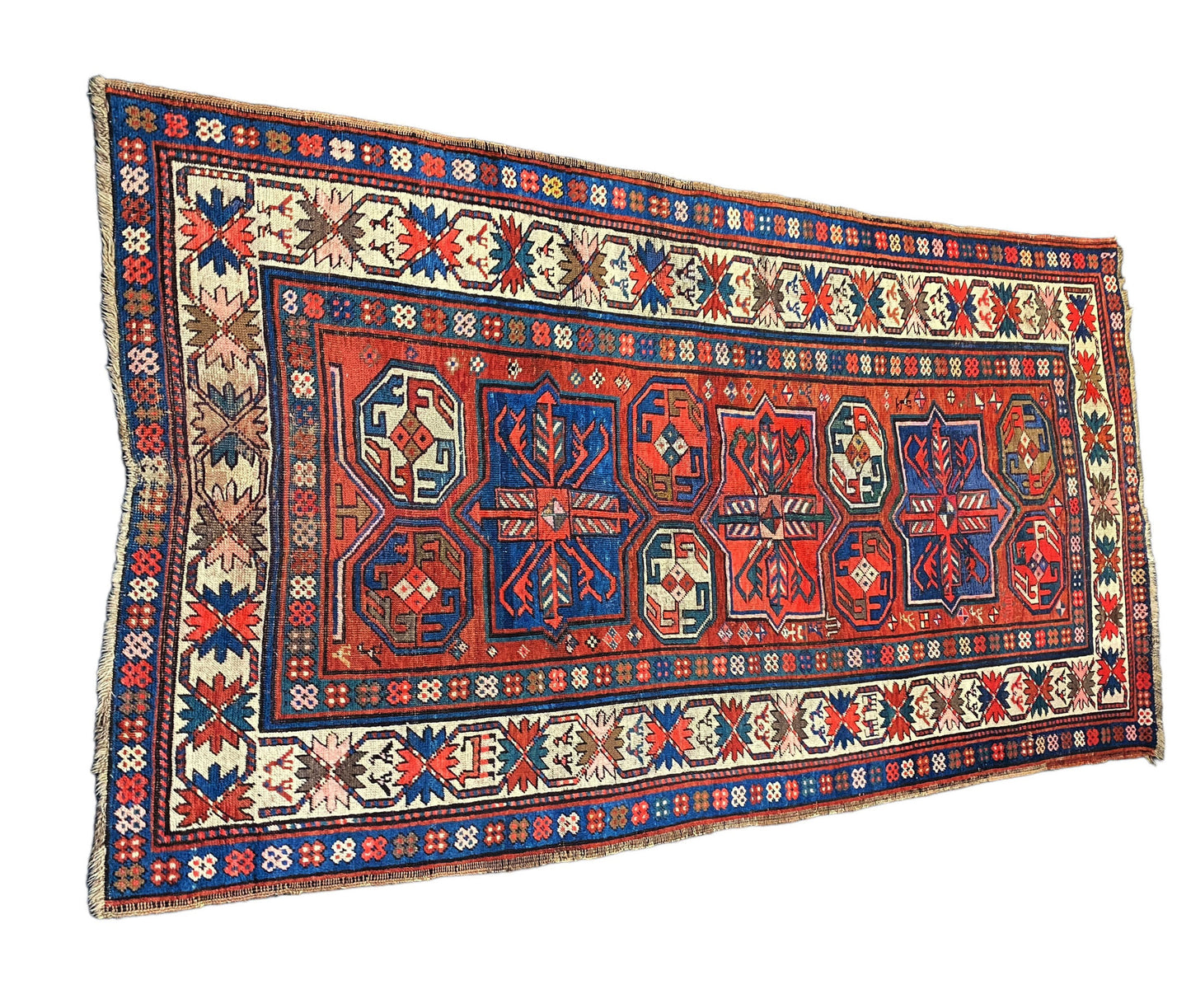 #883 19th Tribal Caucasian Handknotted wool Kazak/casak Rug