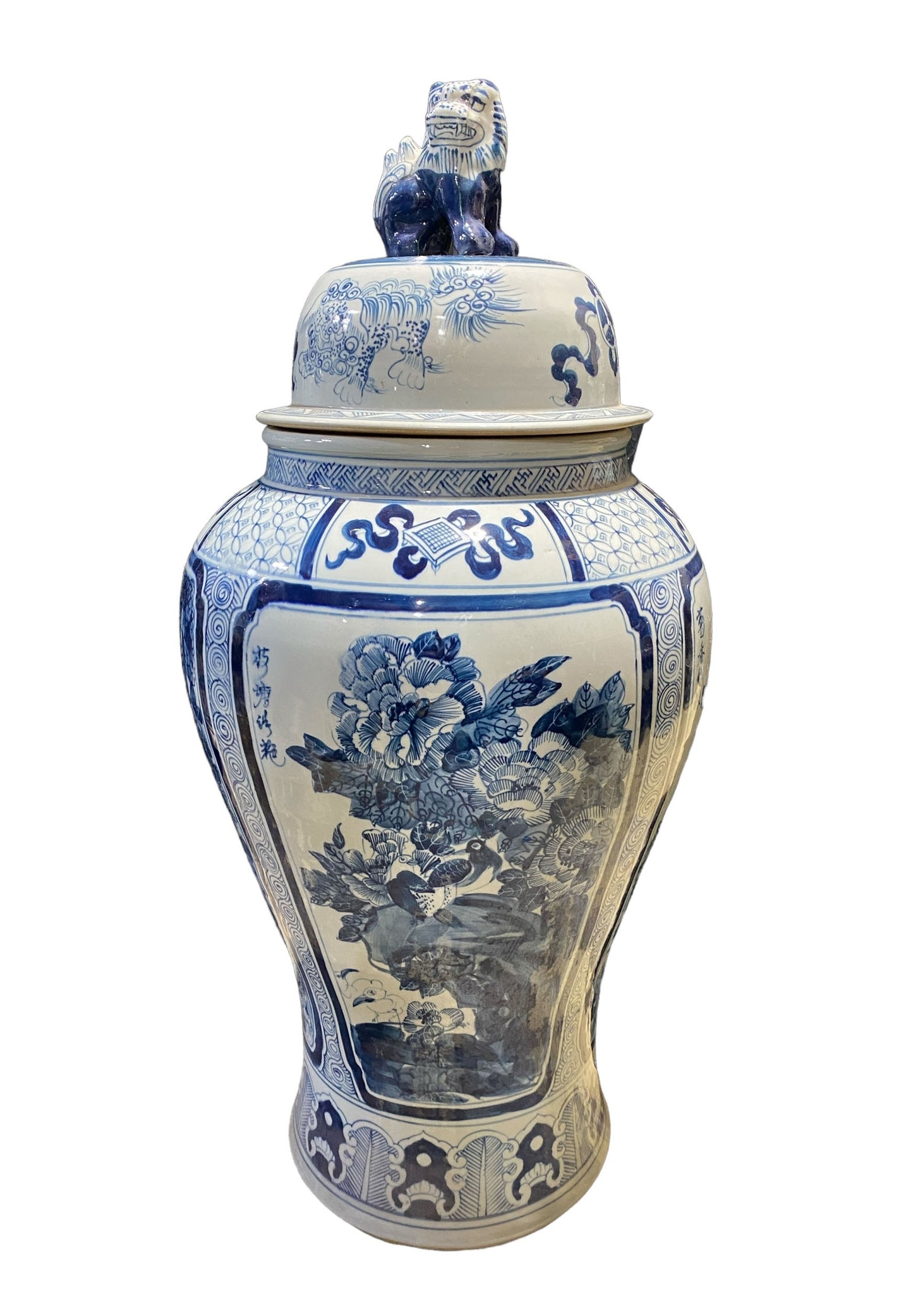 #7201/973 LG Chinoiserie B & W Porcelain Ginger Jar Four Seasons 37" H