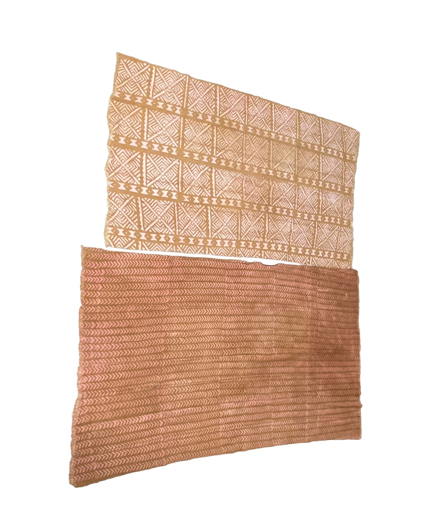 #7219 African Bogolan Mali Mud Cloth Textile Set Of two.