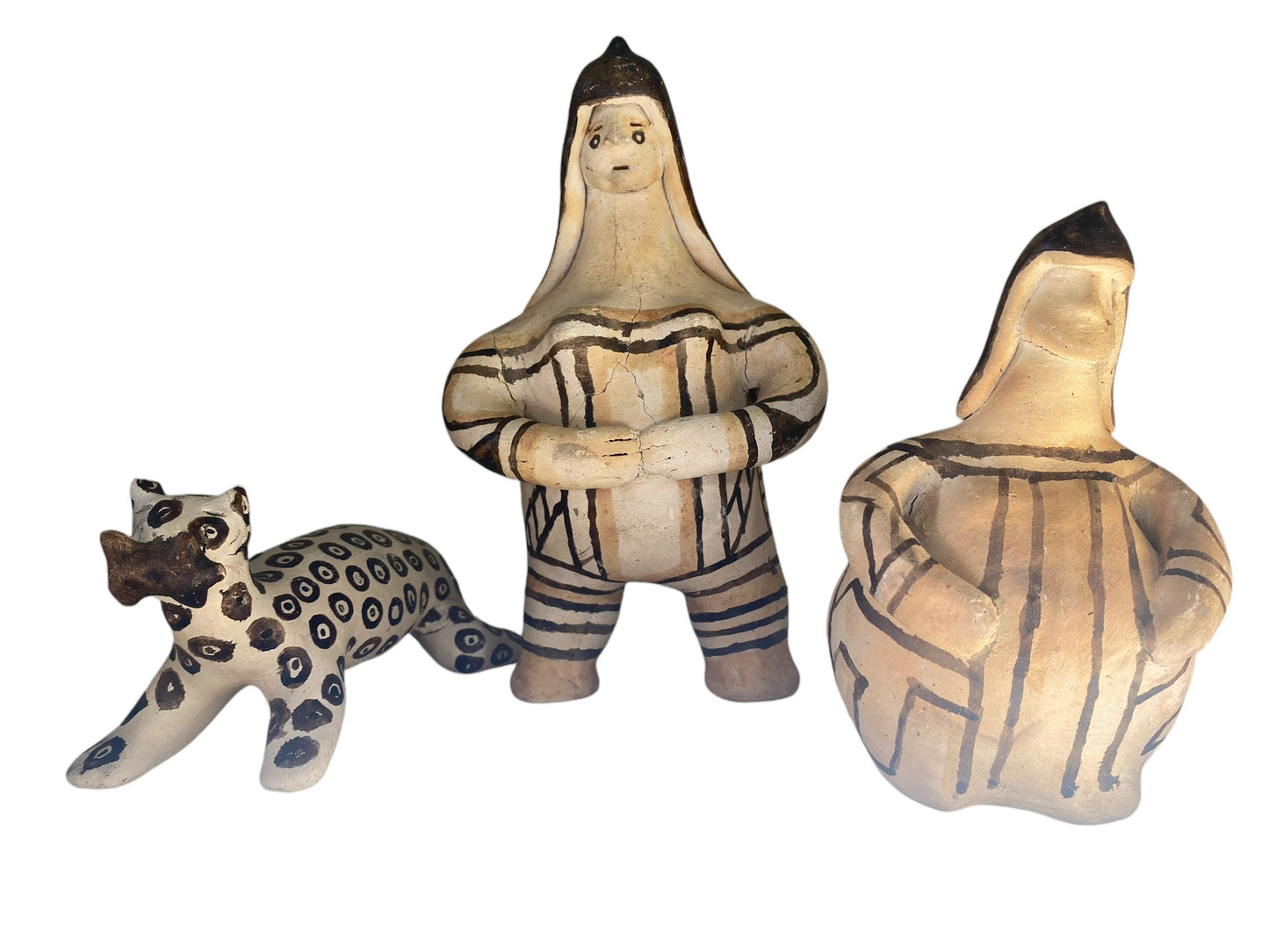 #6242 Set of 3 VTG Karaja Clay Tribal Made Primitive Sculptures Brazil