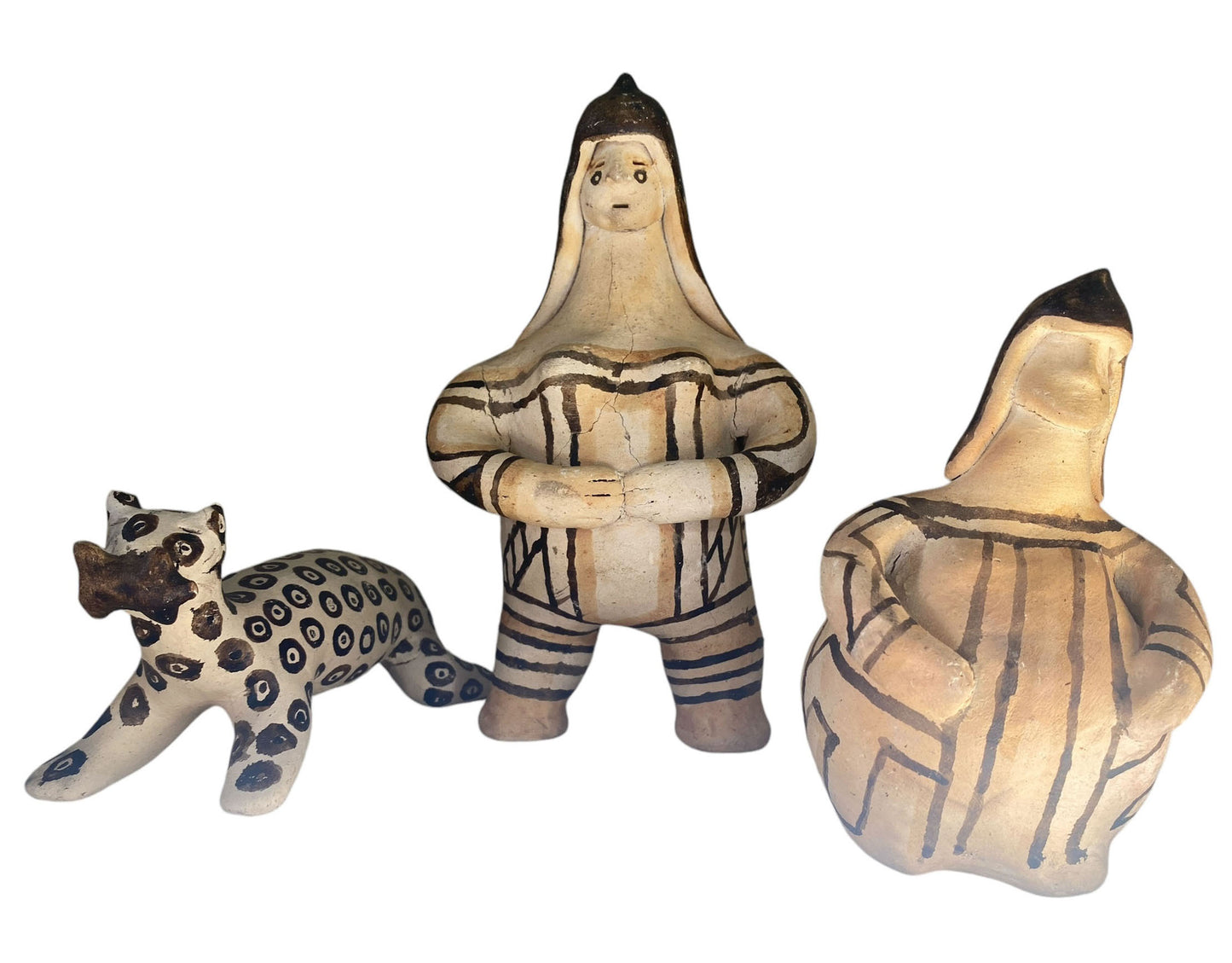 #6242 Set of 3 VTG Karaja Clay Tribal Made Primitive Sculptures Brazil