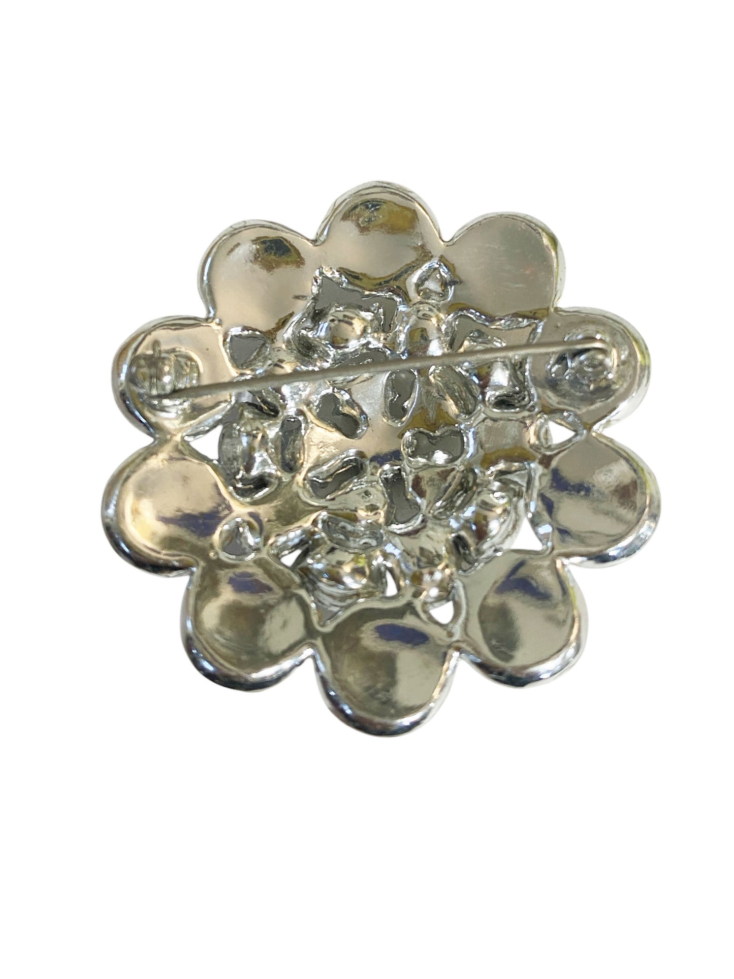 #6306 Vintage Silver Tone Diamanté Clear Rhinestone Pin Brooch
