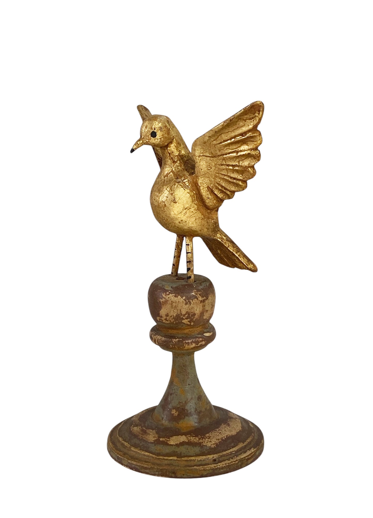 #3010 Superb Carved Wood Dove the Holy Spirit Sculpture on Finial 7.5" H