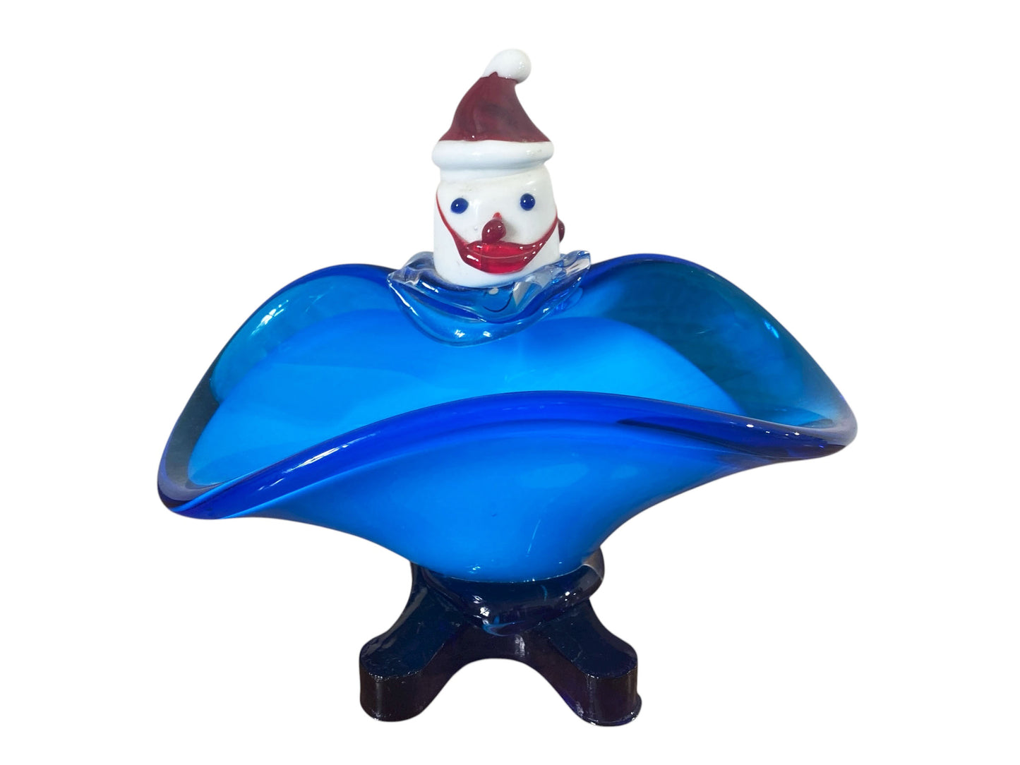 #651 Vintage MCM Murano Santa Claus Art Glass Candy Dish