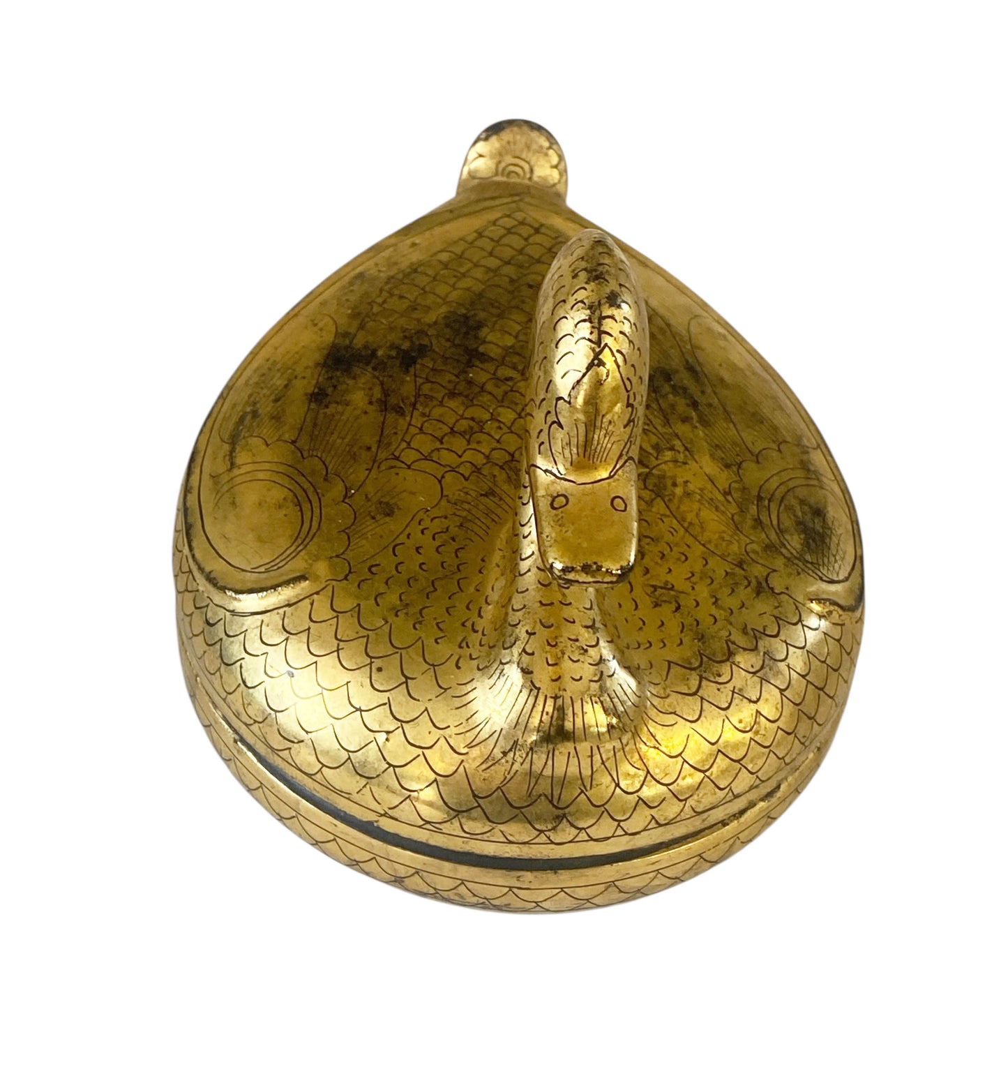 #675 Vintage Burmese Gold Painted Wood Lacquered Duck Trinket Box