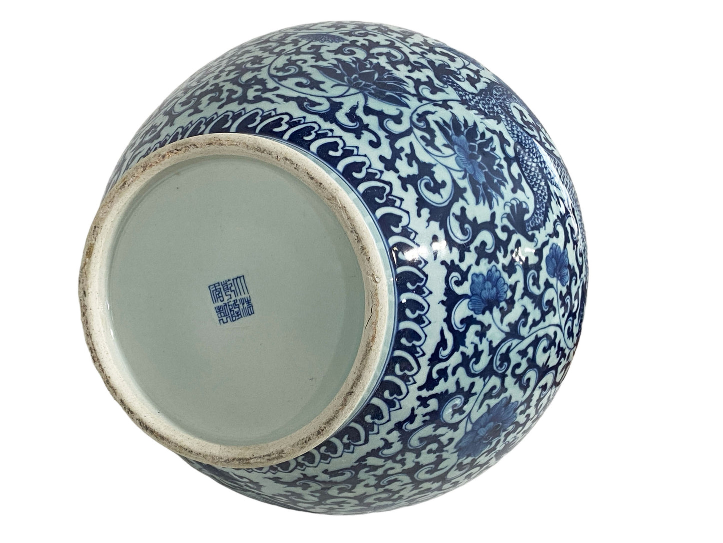 #5919 Chinoiserie Blue & White Porcelain Onion Shape Vase 21" H