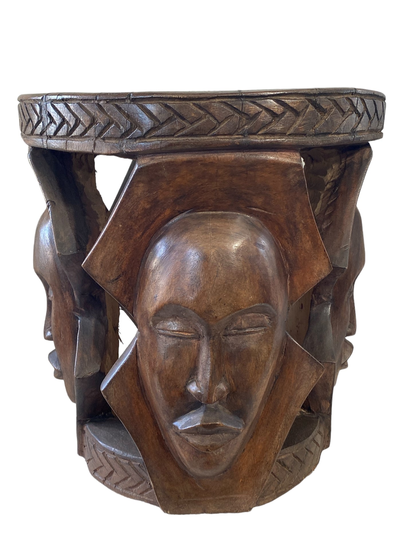#5947 Superb LG African Carved wood Baga Stool/Table Guinea 19" H