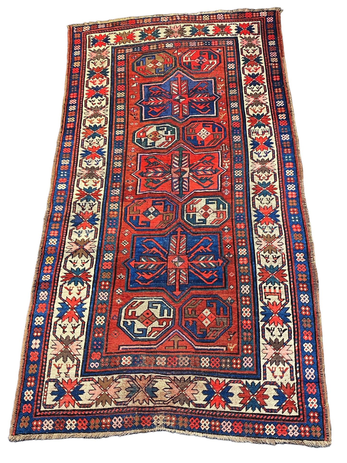#883 19th Tribal Caucasian Handknotted wool Kazak/casak Rug
