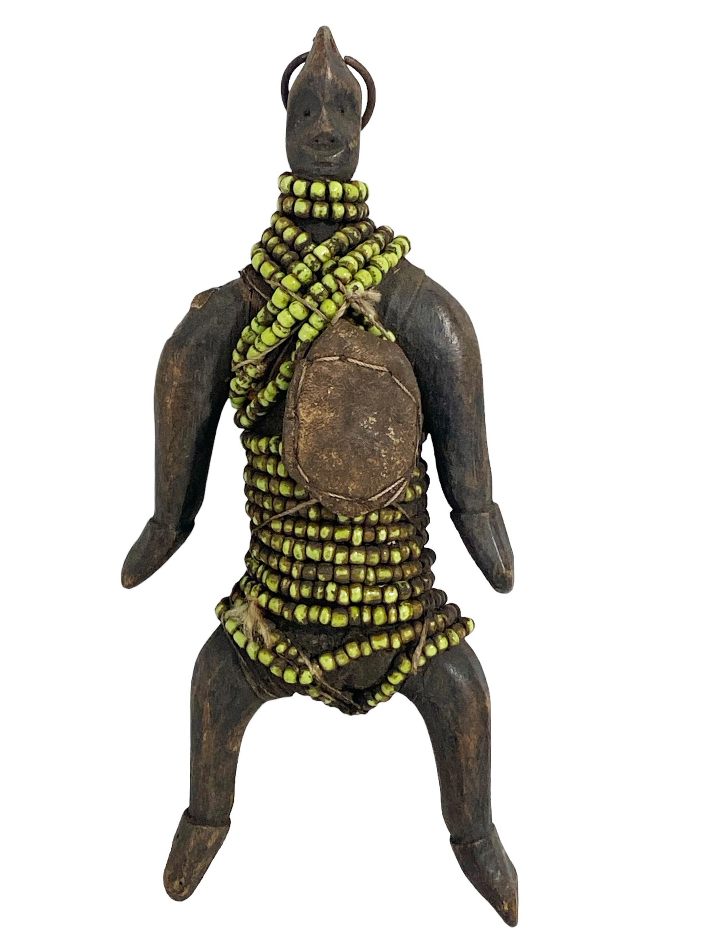 #7167  African Fali Fertility Beaded Doll Phallic Cameroon 8.5" H