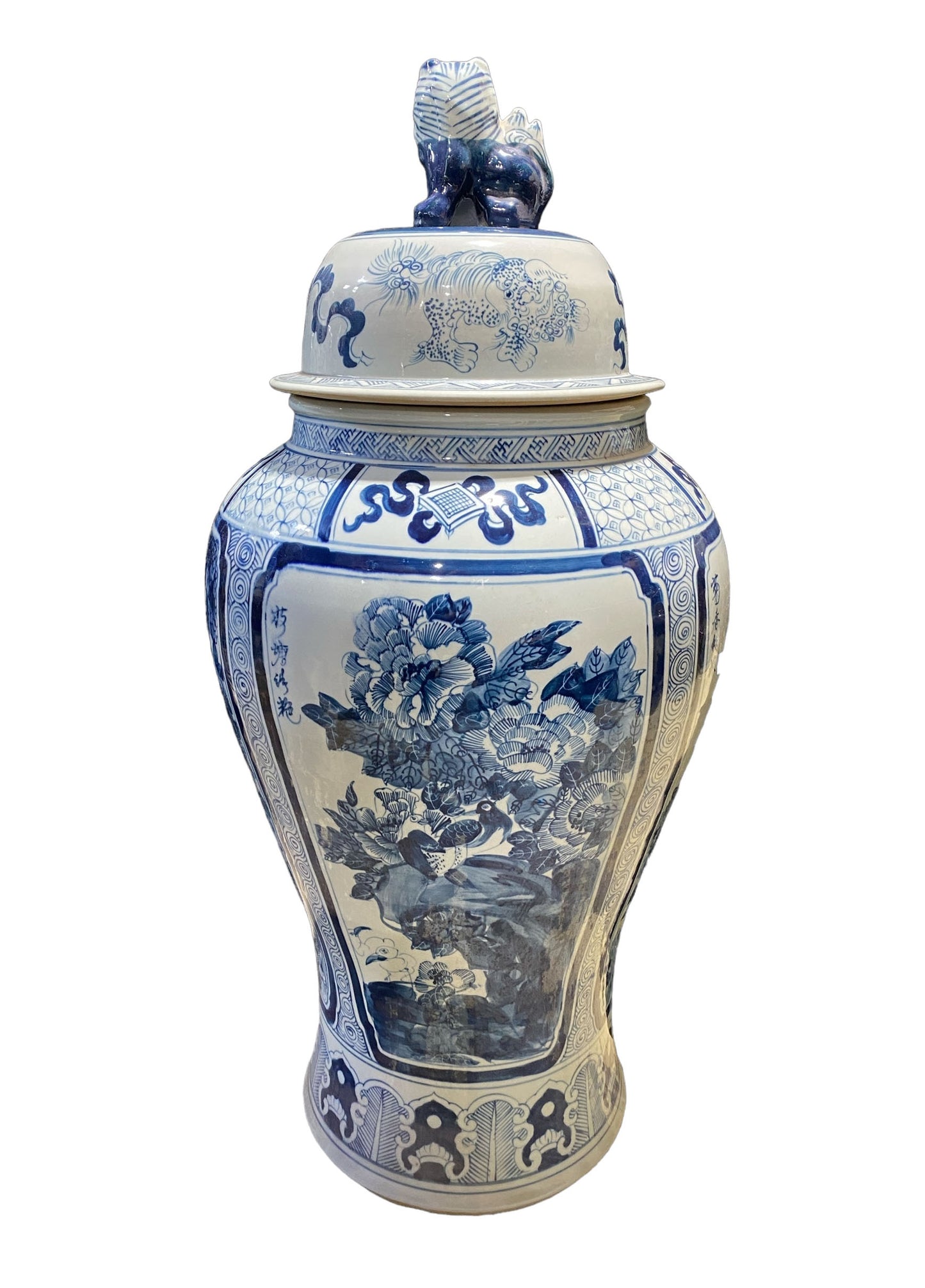 #7201/973 LG Chinoiserie B & W Porcelain Ginger Jar Four Seasons 37" H