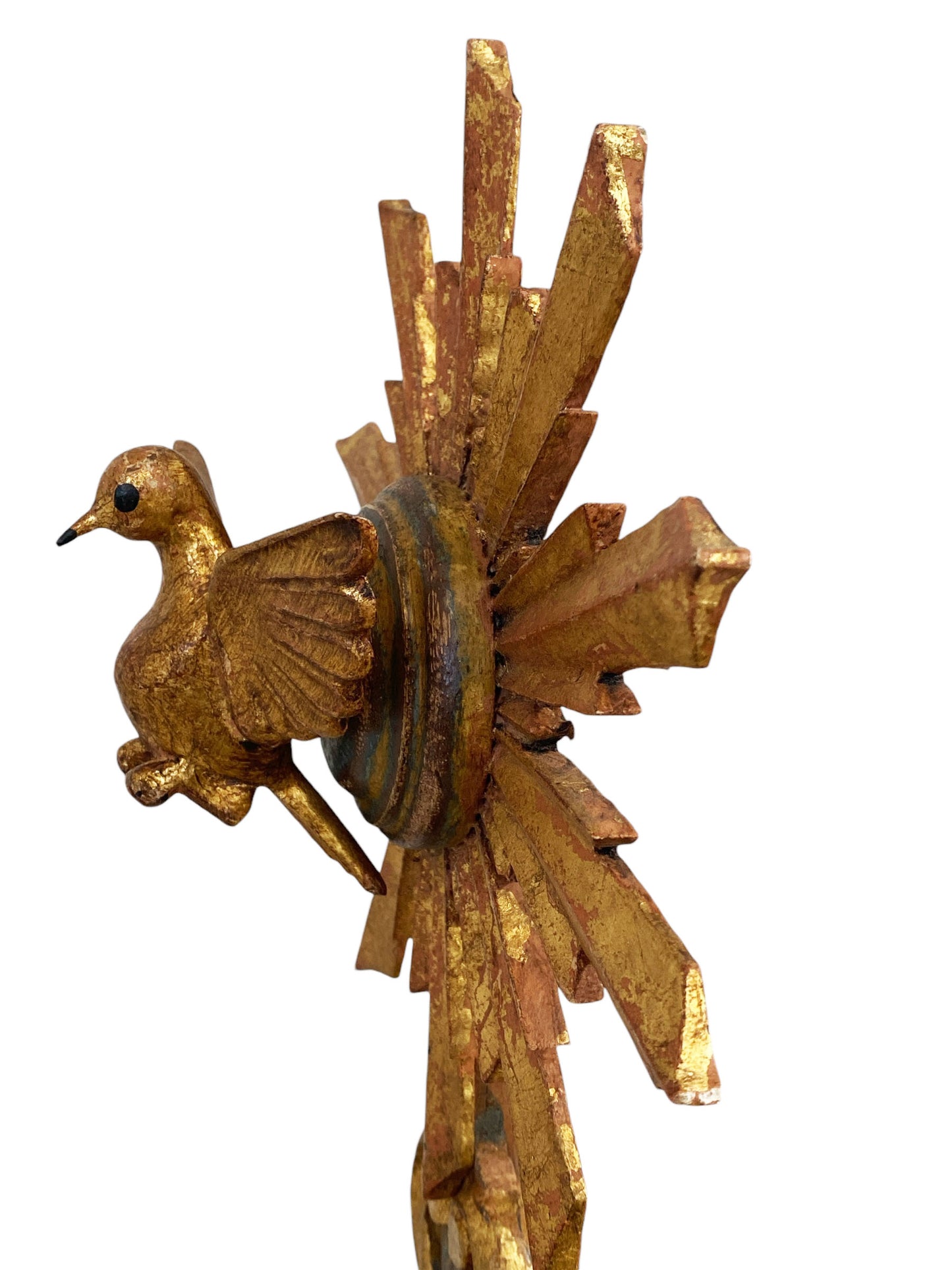 #6185 European Carved Wood Bird Sculpture on Finial 20" H
