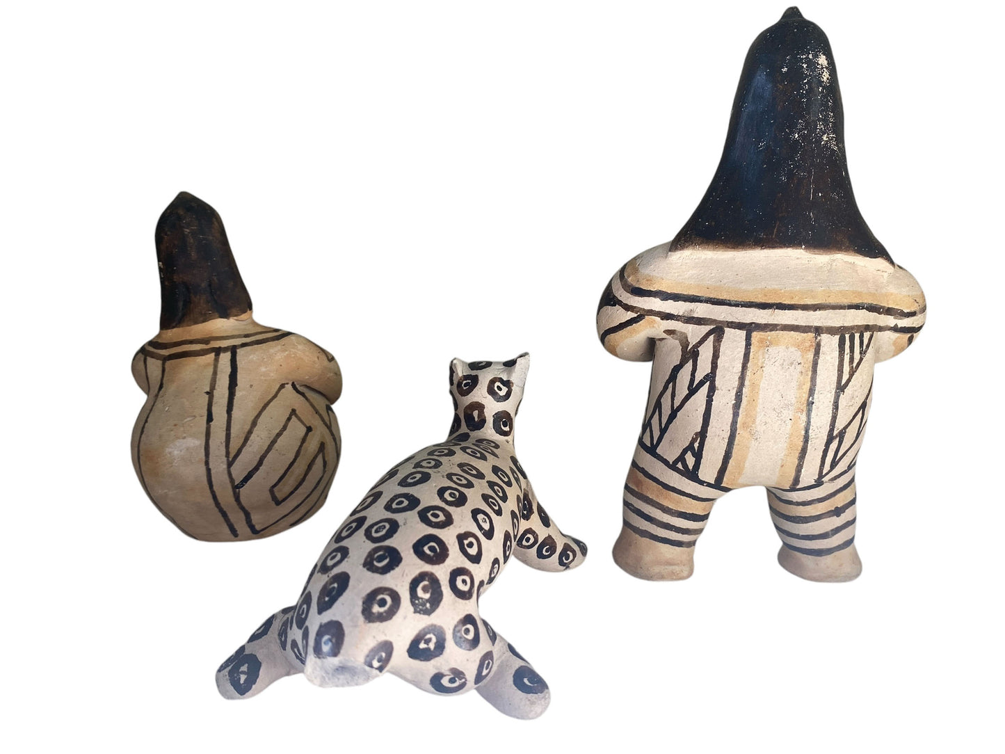 #6242 Set of 3 VTG Karaja Clay Tribal Made Primitive Sculptures Brazil