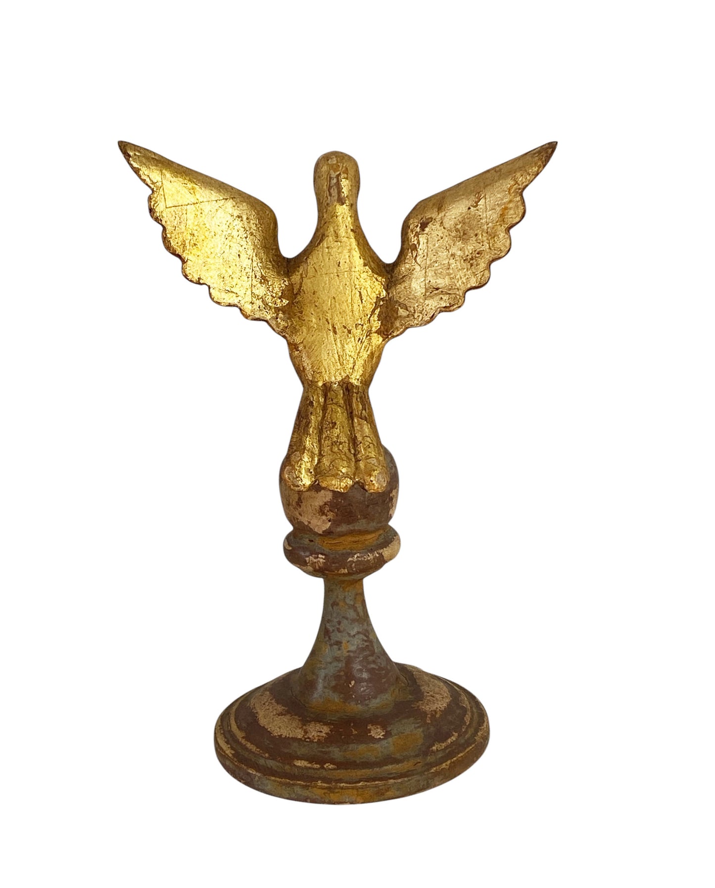 #3010 Superb Carved Wood Dove the Holy Spirit Sculpture on Finial 7.5" H