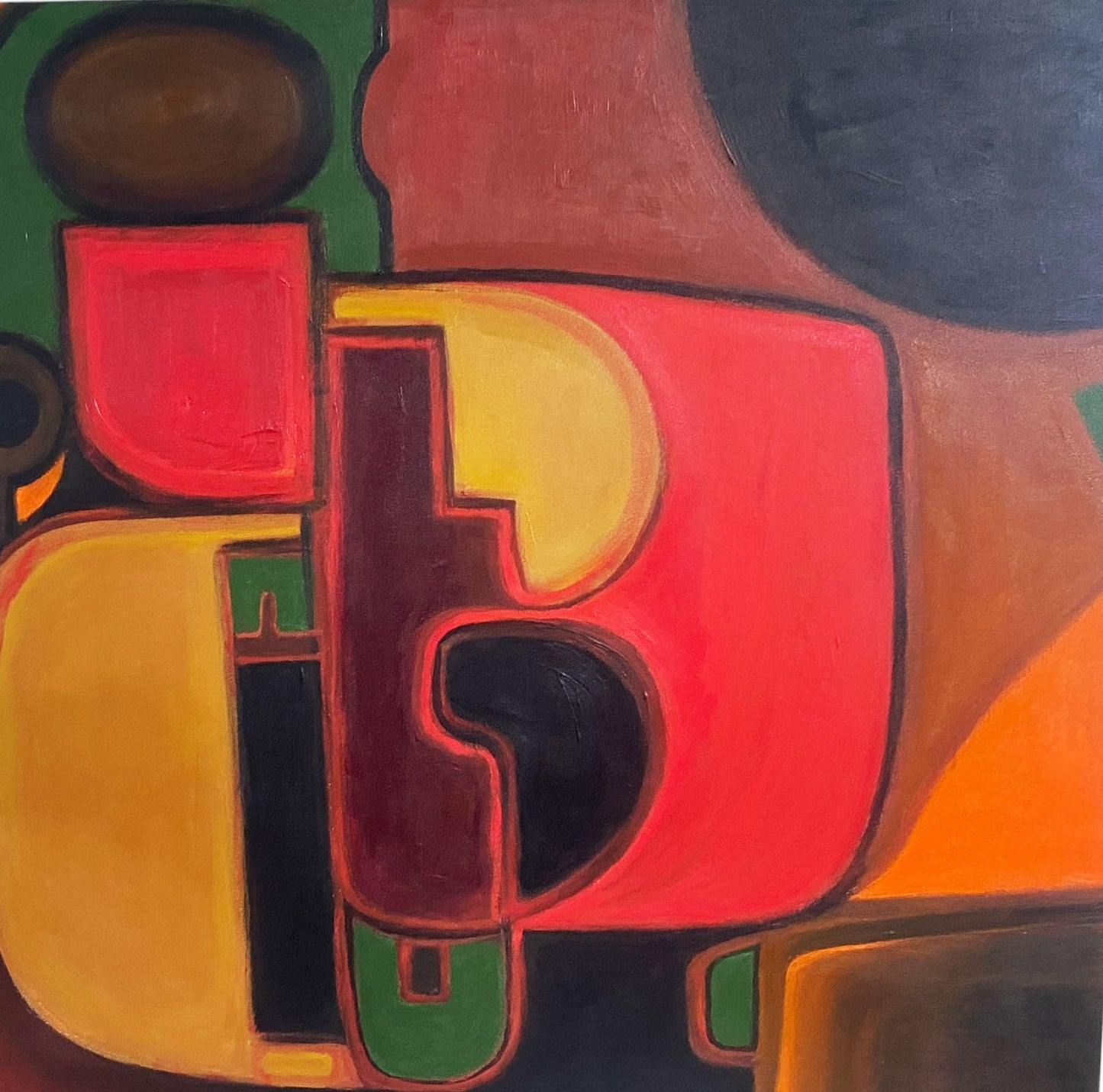 #6685 Acrylic on Canvas Abstract Signed YJR 36" H