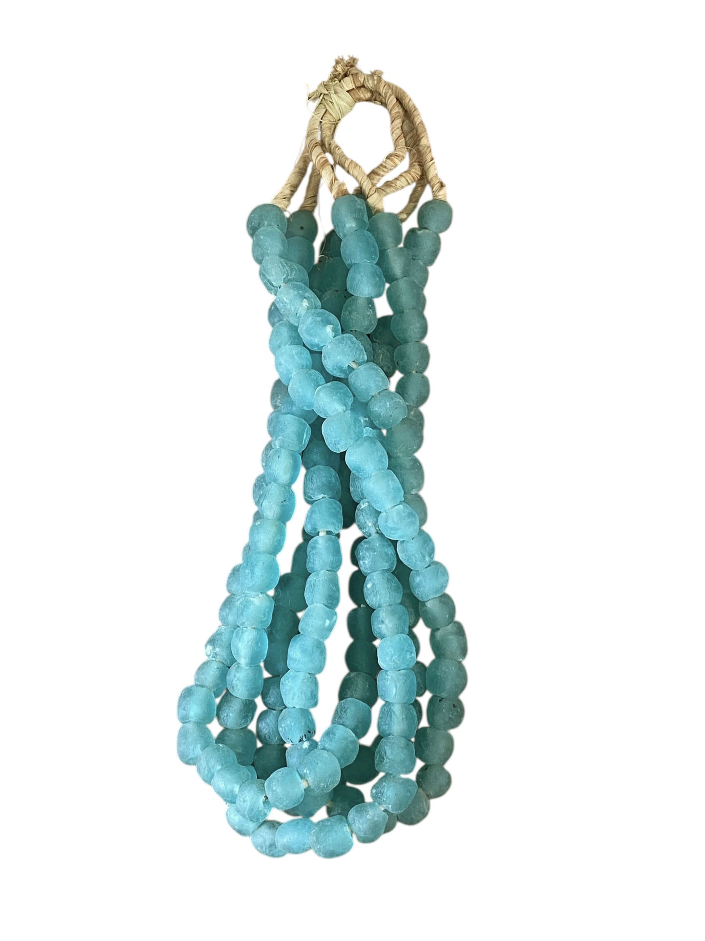 #6815 Vintage African Aqua Glass Trade Beads Strand 13" H Set of 4