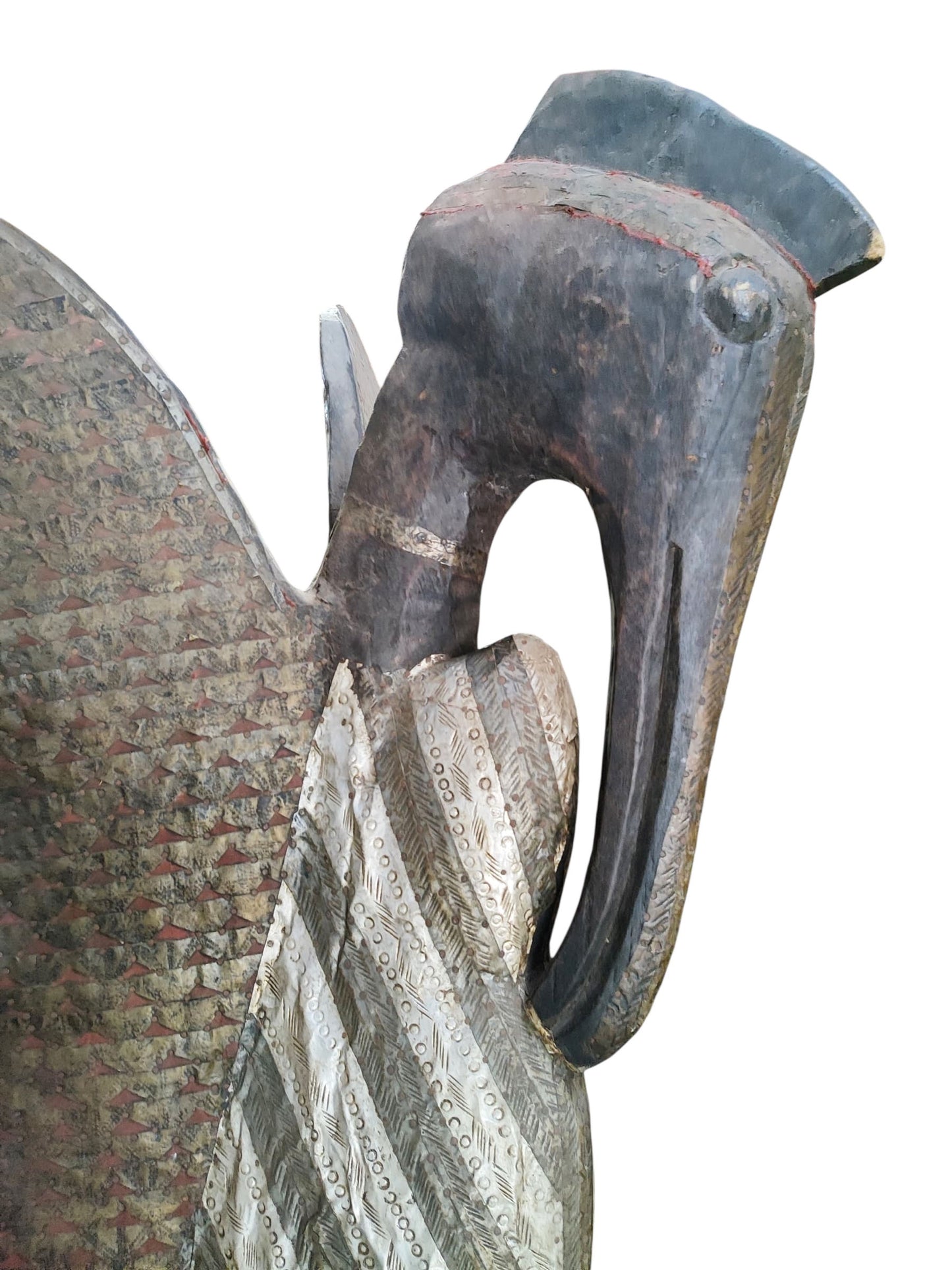 #3864 Huge Sculpture of Senufo Bird Statue Cote d'Ivoire 82" H