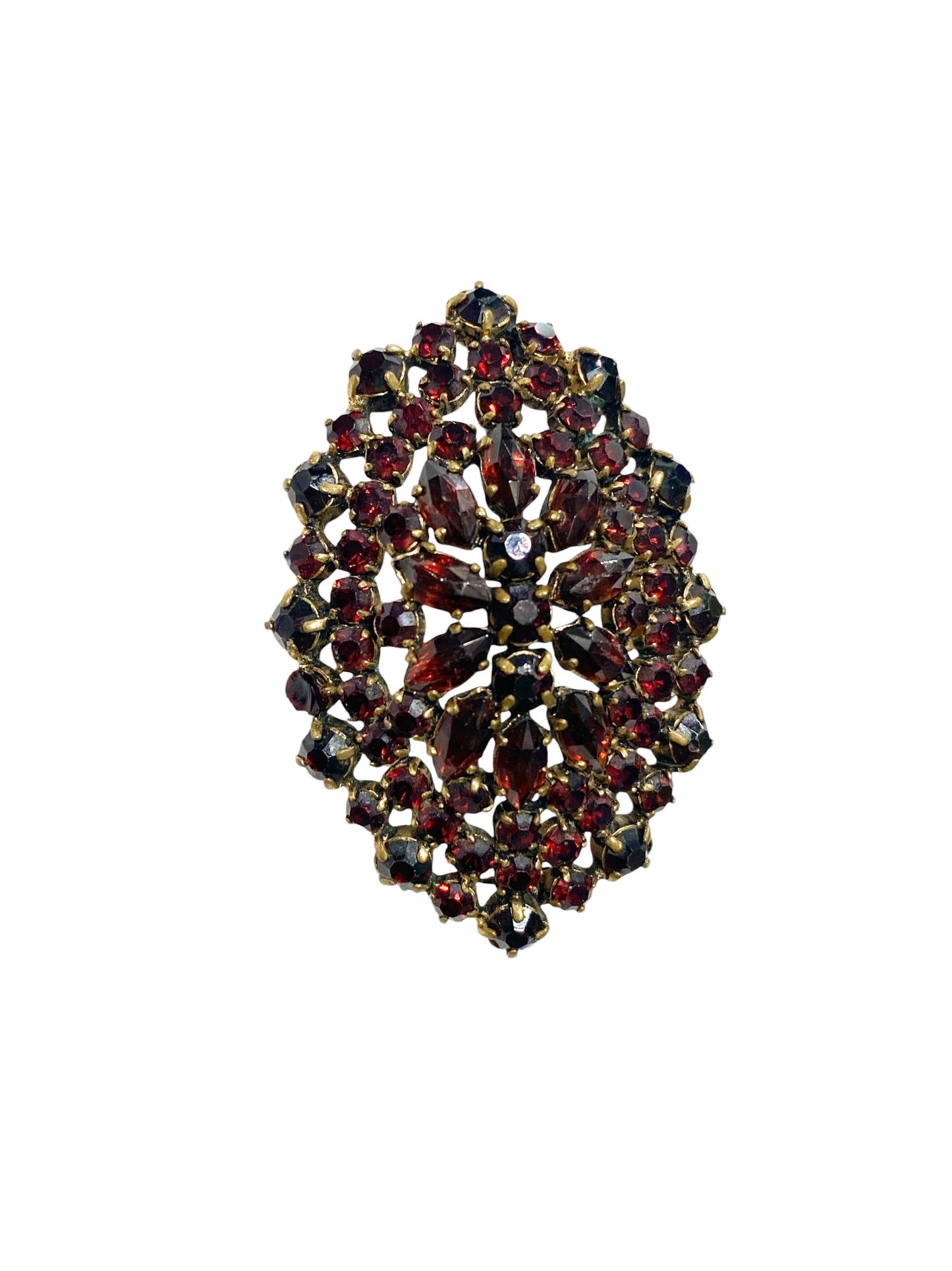 #16 Vintage Glass Garnet Red Pin Brooch