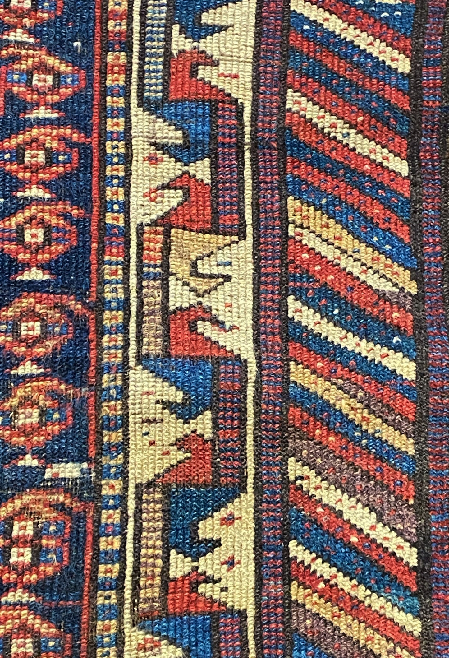 #5950 Old Malayer Navy Blue Wool Hand-knotted Runner Rug 7'4" x 4' Carpet
