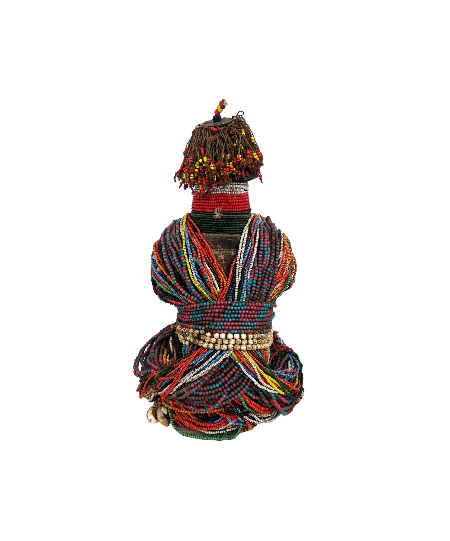 #7708/814 African Beaded Fali Fertility Doll Cameroon 13" H