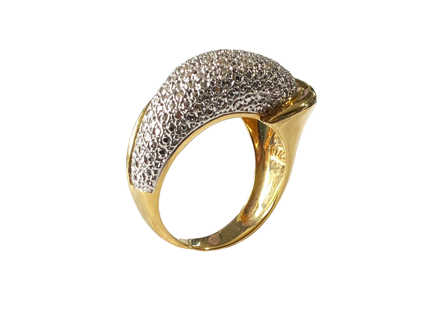 #7286 Elegant Mid Century Diamond  and 18kt Dome Ring size 7.75