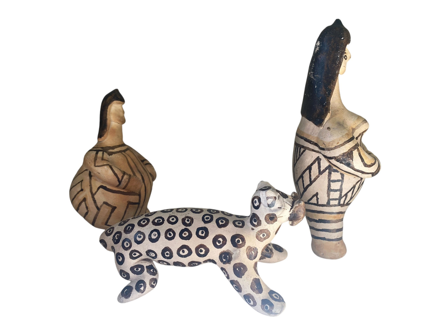 #6242 Set of 3 VTG Karaja Clay Tribal Made Primitive Sculptures Brazil