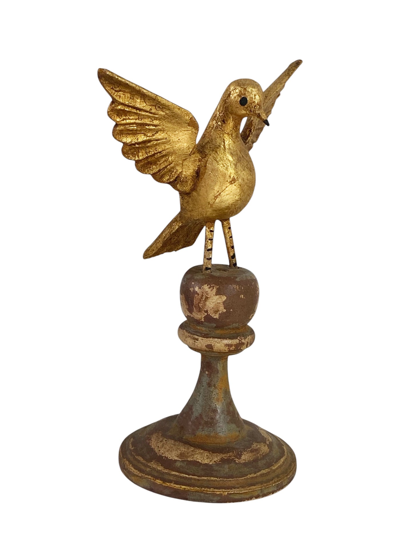 #3010 Superb Carved Wood Dove the Holy Spirit Sculpture on Finial 7.5" H