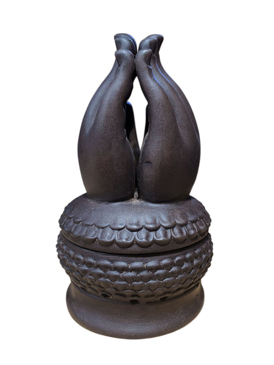#6791 Ceramic Buddha Praying Hands Incense Burner 6.25" H