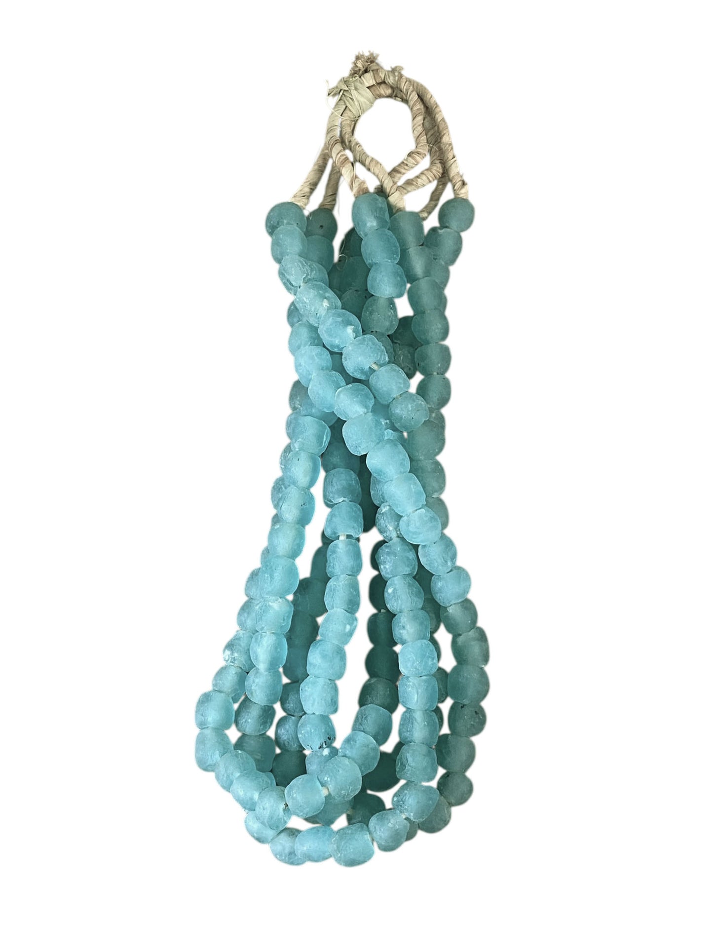 #6815 Vintage African Aqua Glass Trade Beads Strand 13" H Set of 4
