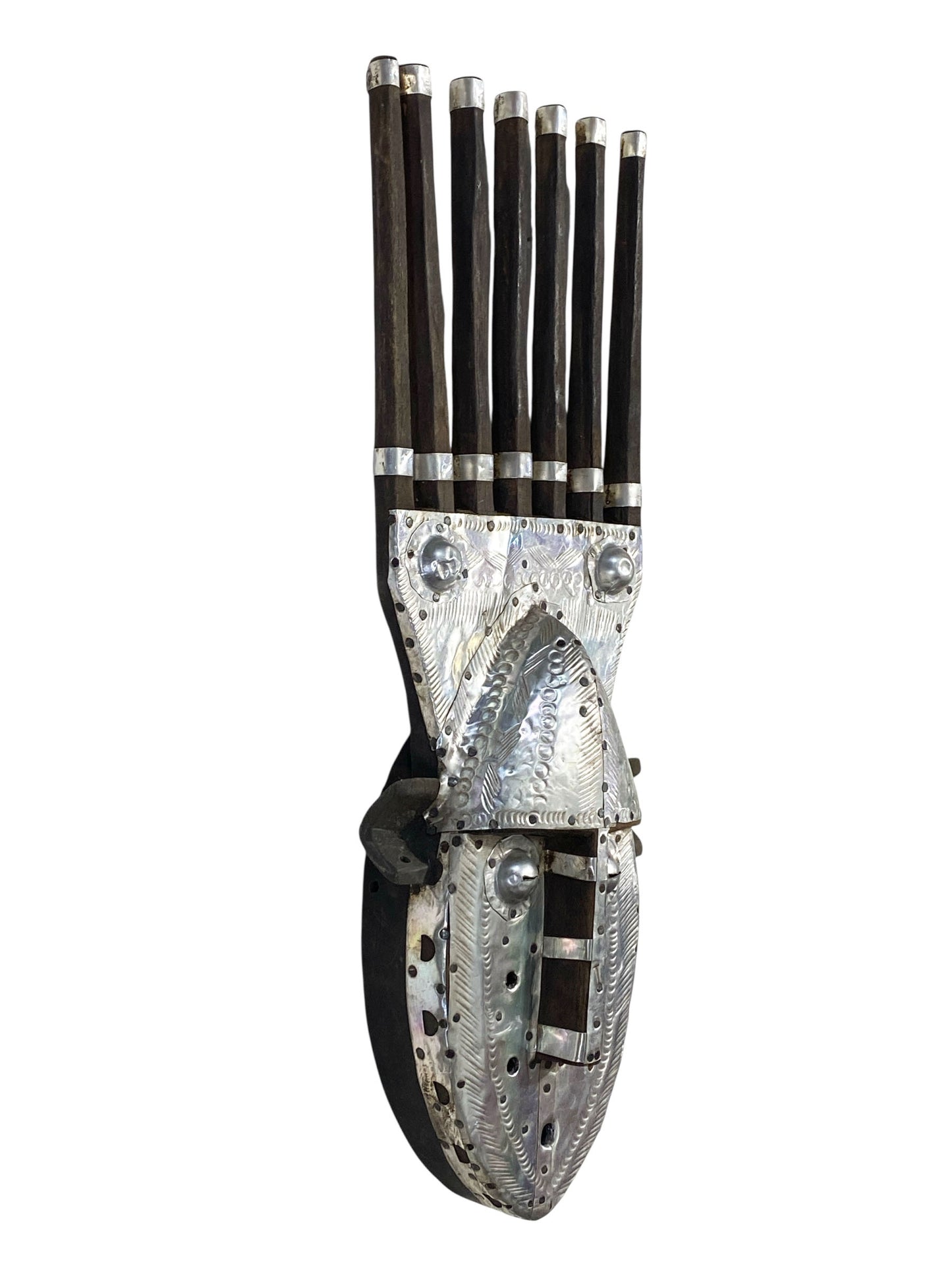 #7036 African Bamana Ntomo Marka Mask W/ Aluminum 21" H