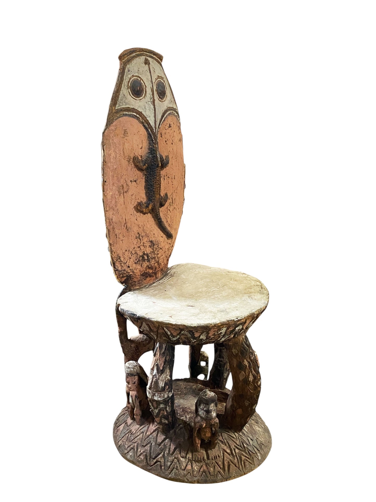 #4681 Museum Quality Vintage Orator's Stool (Teket) Litmus People Papua New Guine 55" H