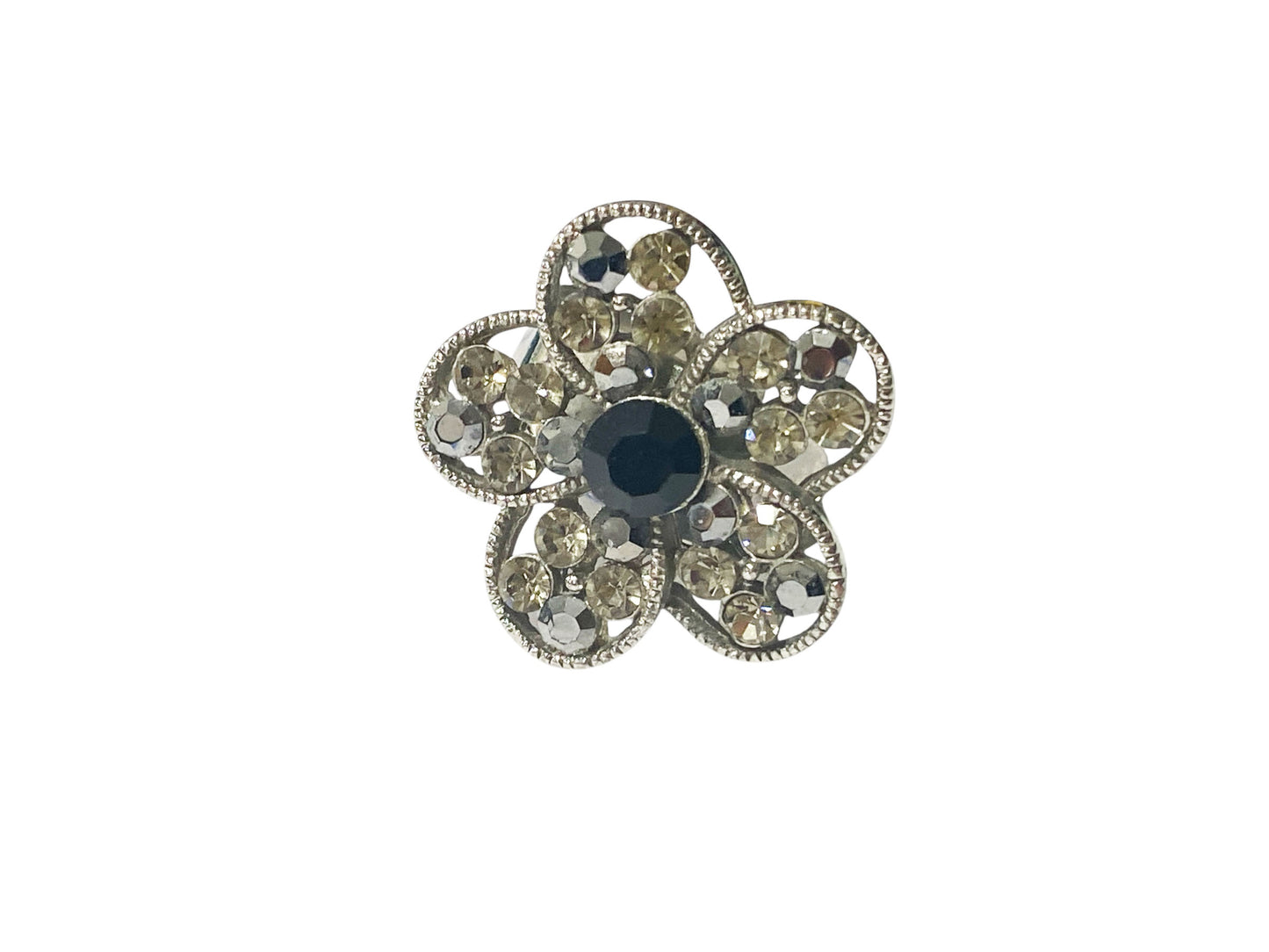 #87 Vintage Ring W Unique Flower Shape Size 7 Resizable