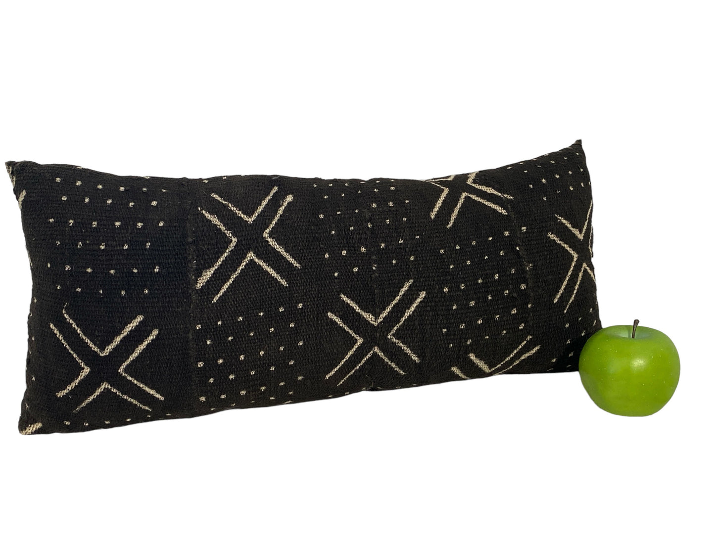 #5902 African Vintage Mud Cloth Black & White Lumbar Pillow Mali 19" W