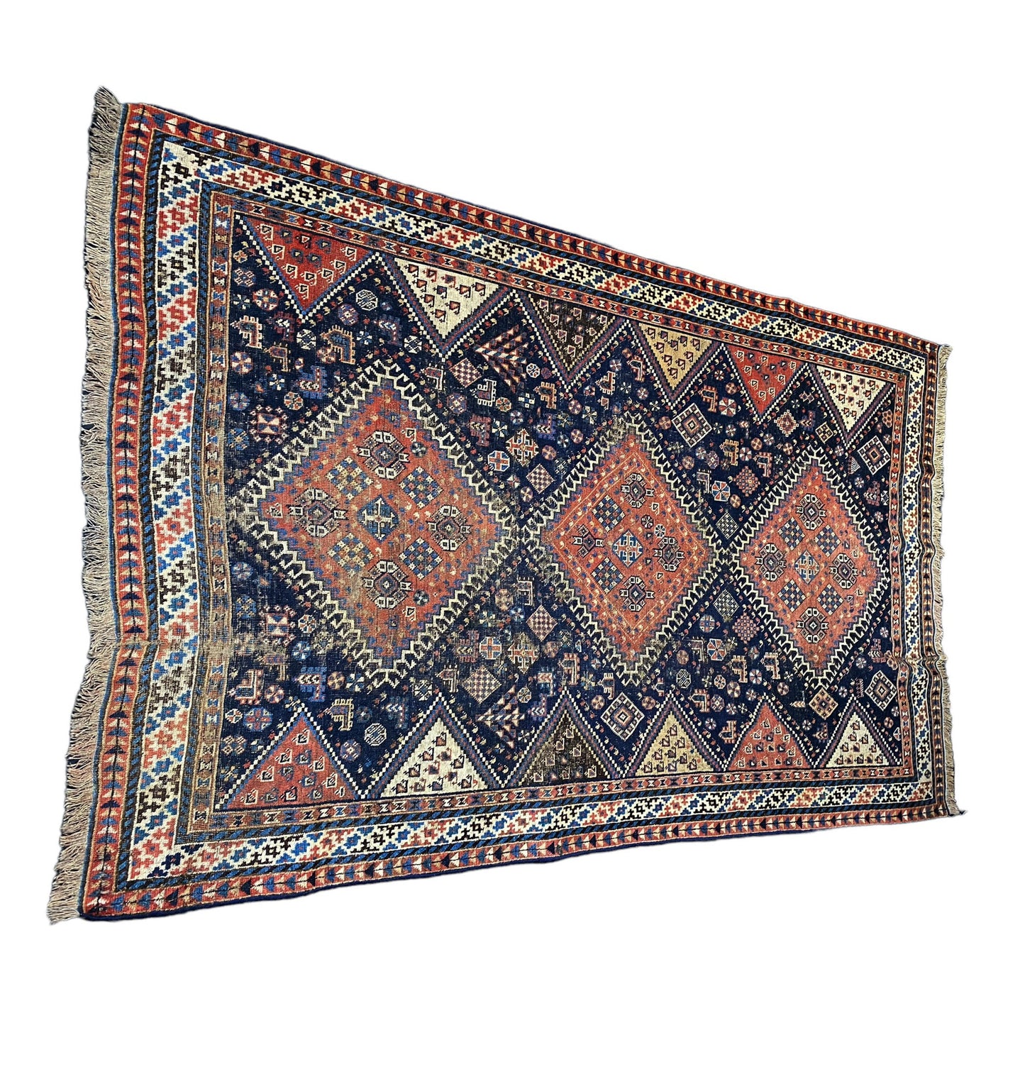 #7153 Rare Antique Tribal Persian Kamseh /Qasqai Rug 7' 6" BY 4'.9"