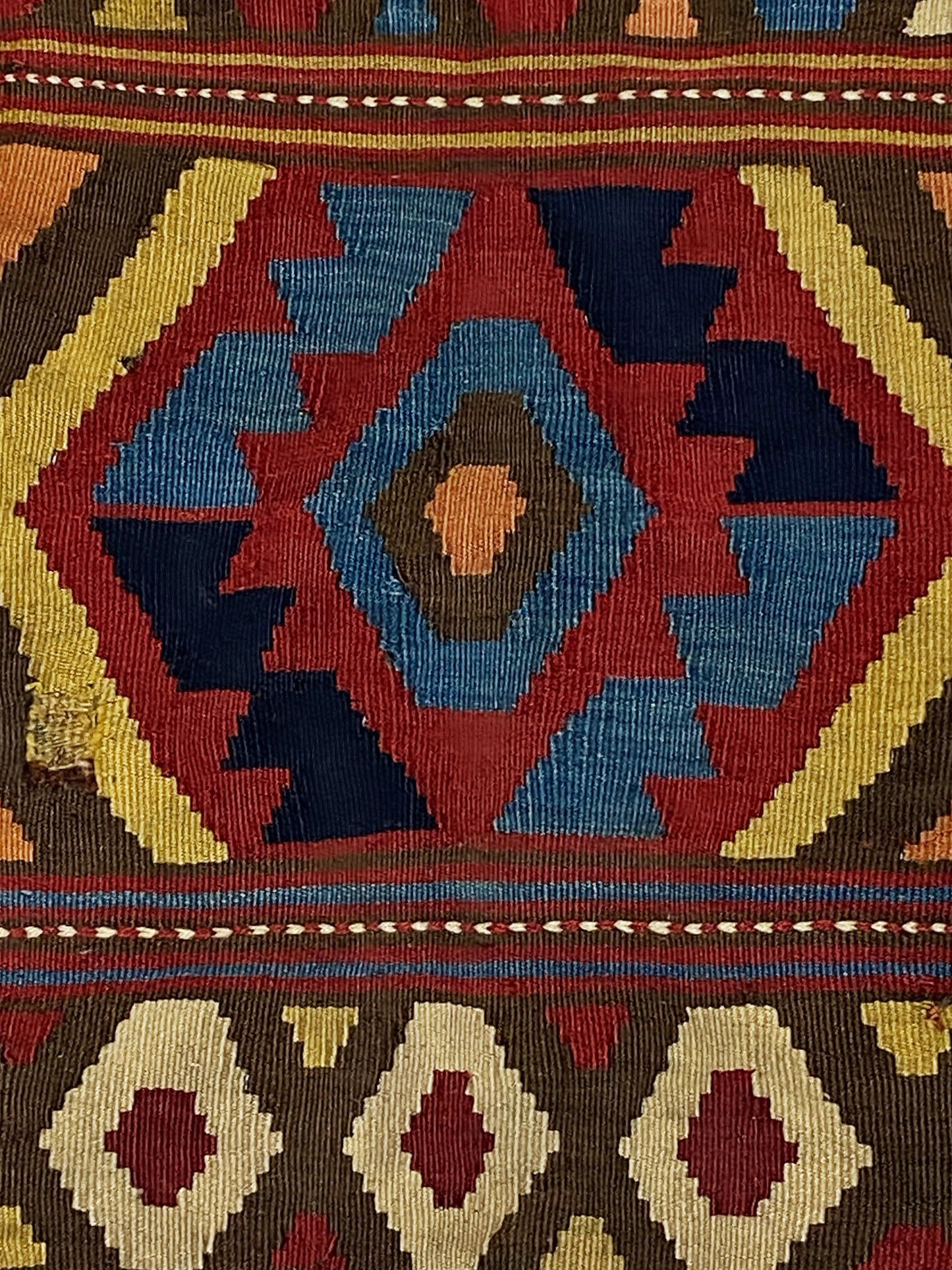 #7180 Antique and Rare Small Tribal Caucasian Kuba Kilim 2'29" by 1'41"
