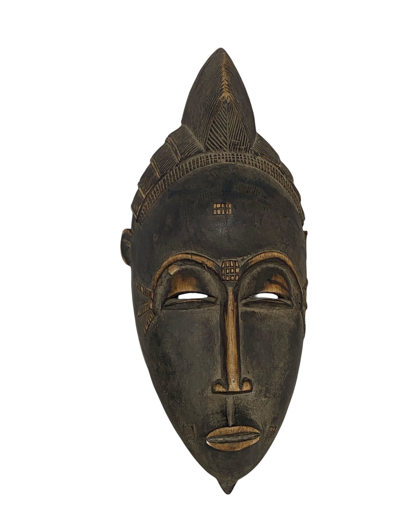 #5996 Vintage African Baule Portrait Mask Cote D'ivoire 13" H