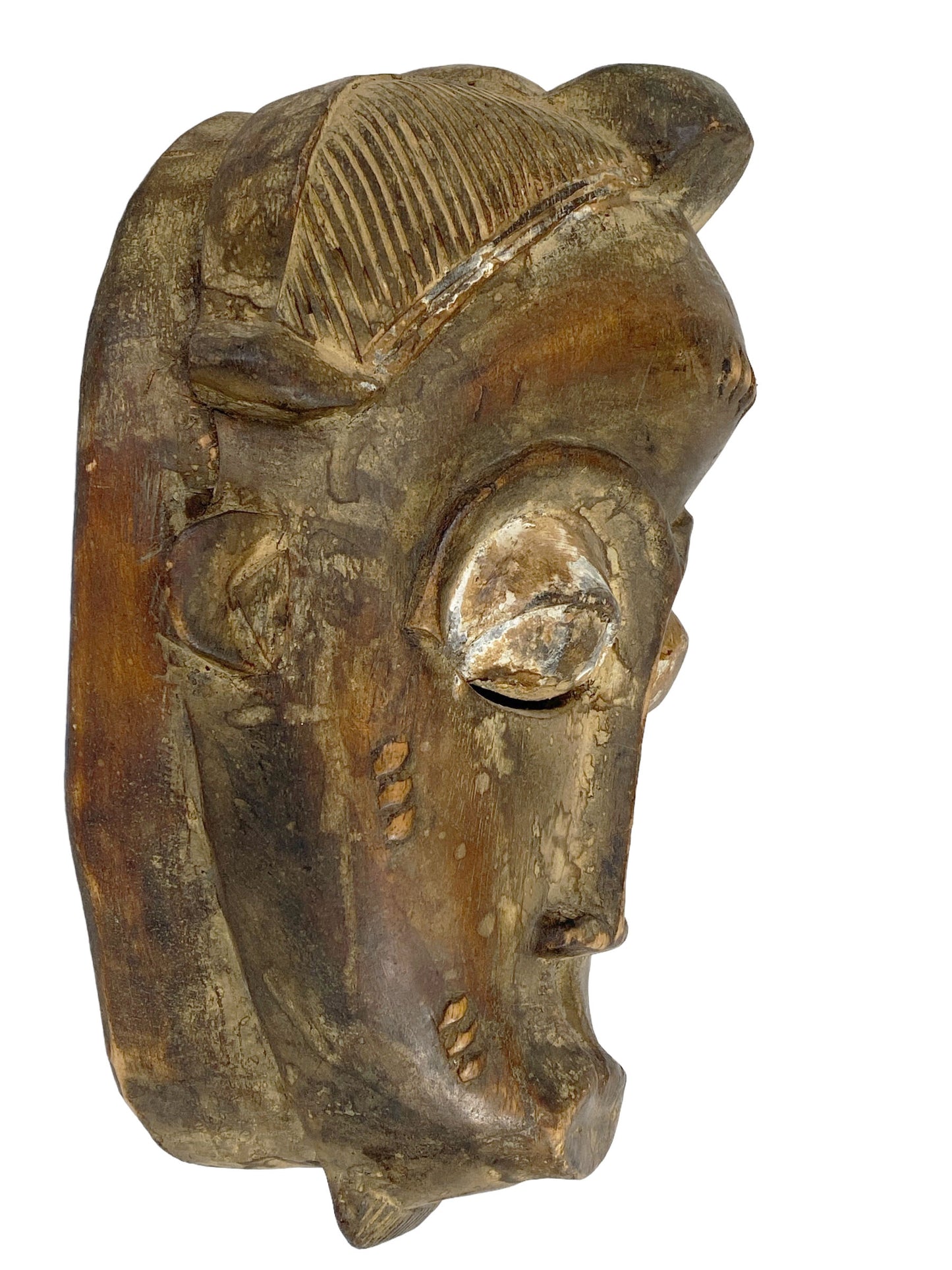 #5996 Vintage African Baule Portrait Mask Cote D'ivoire 13" H
