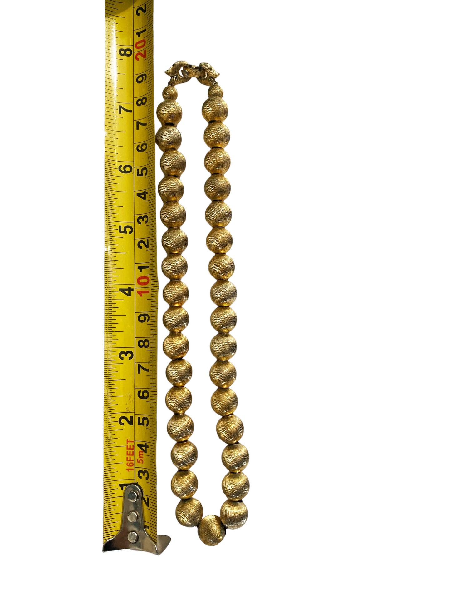 #6106 Vintage MONET Necklace Brushed Gold Tone Ball Chain Link