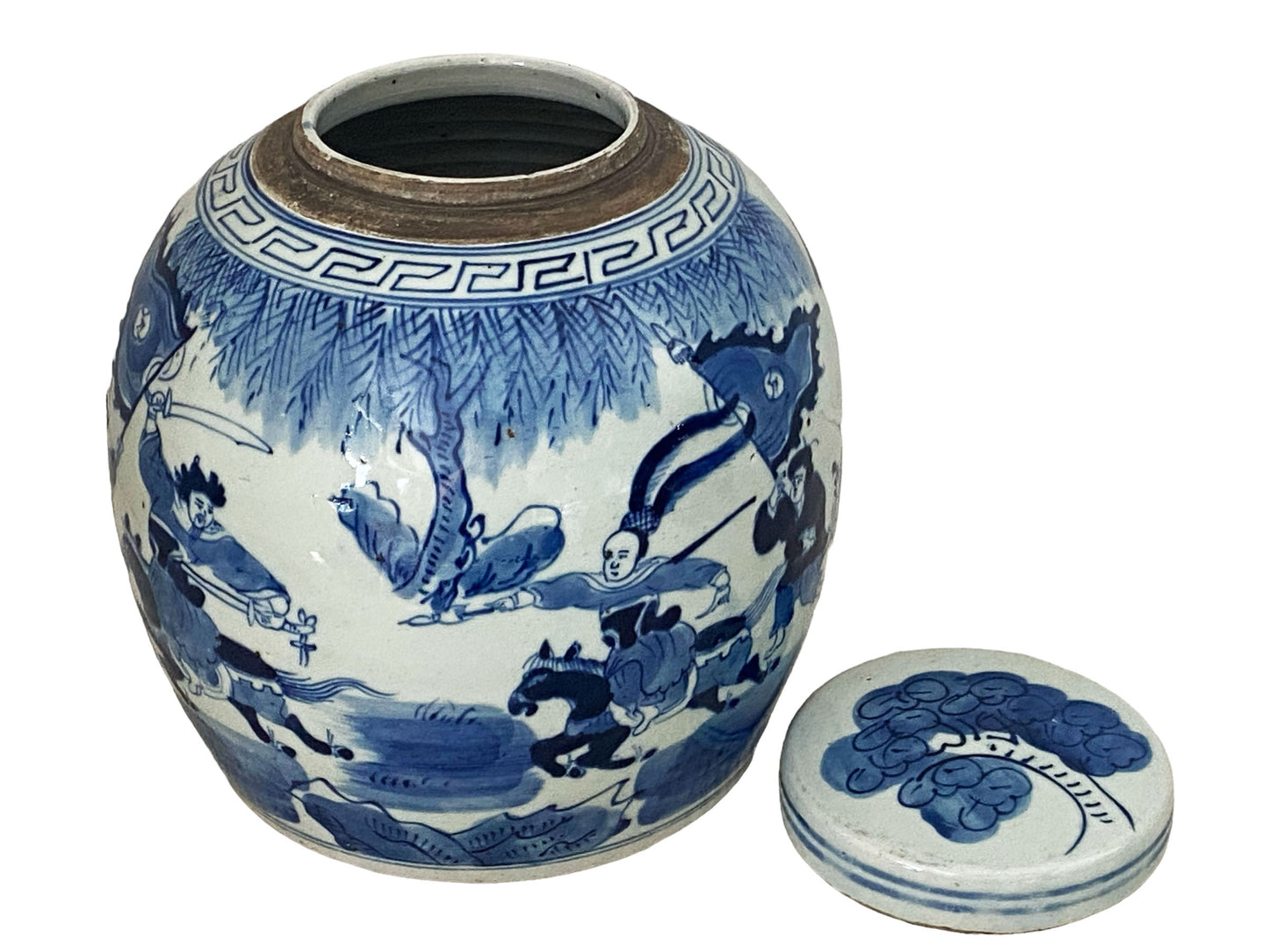 #6159 Vintage Chinoiserie Blue & White Porcelain Ginger Jar 9.5 H