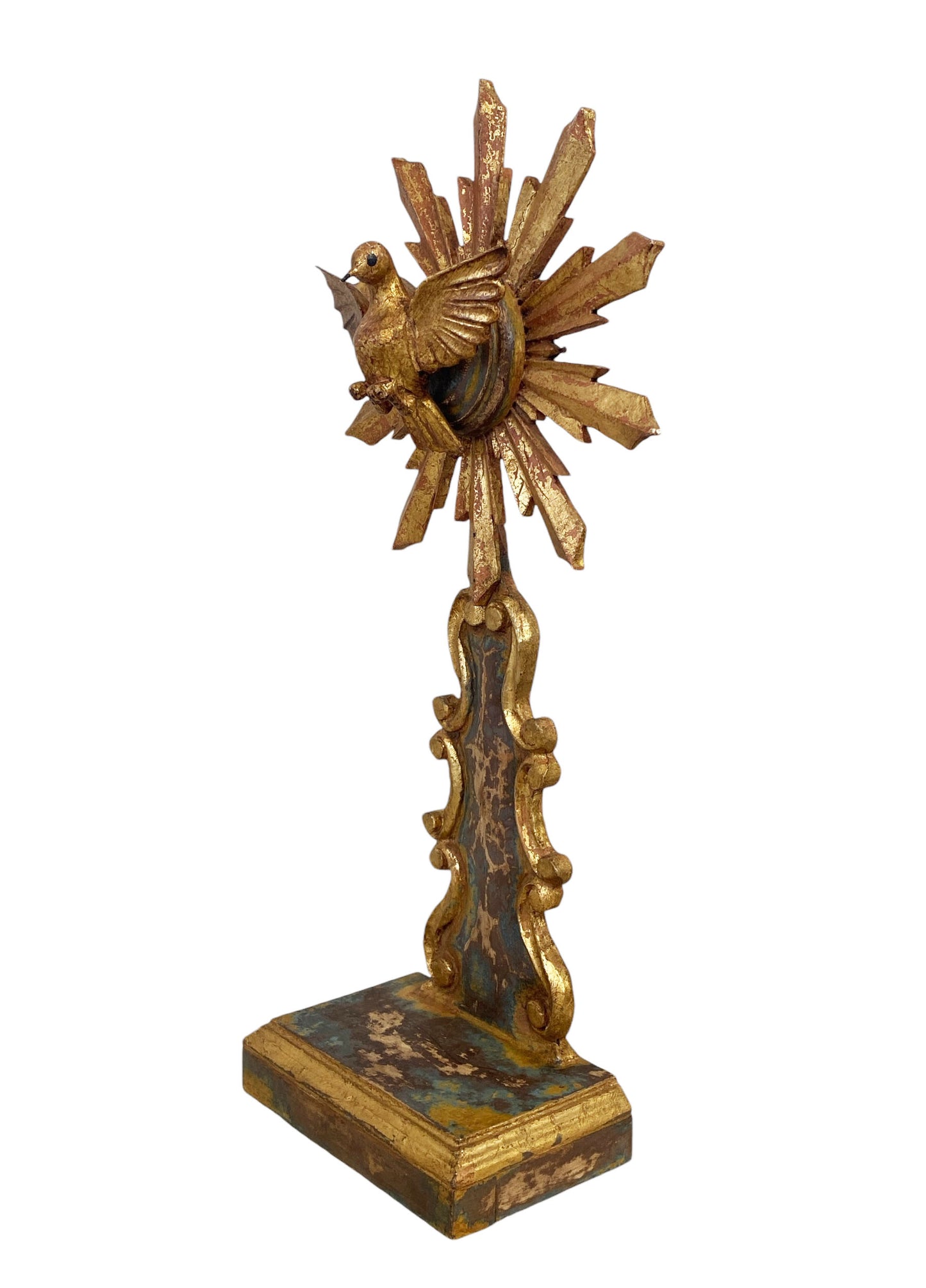 #6185 European Carved Wood Bird Sculpture on Finial 20" H