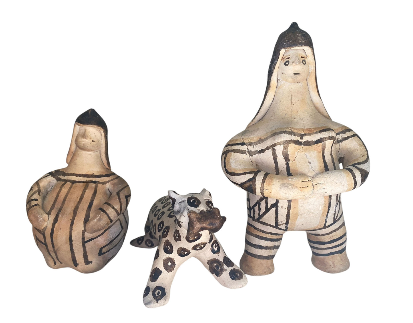 #6242 Set of 3 VTG Karaja Clay Tribal Made Primitive Sculptures Brazil