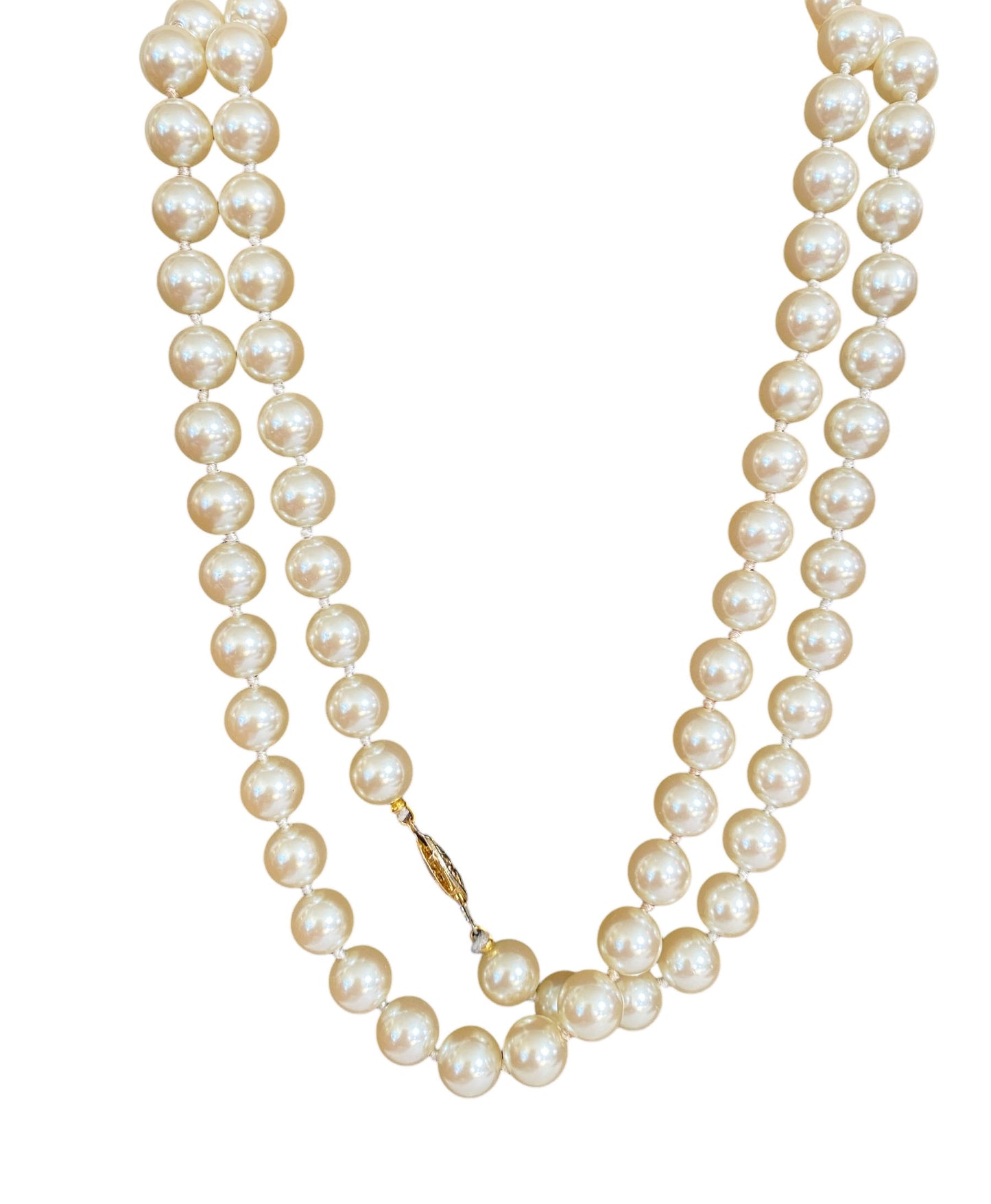 #6284 Vintage Czech Faux Large Pearl Necklace 18"