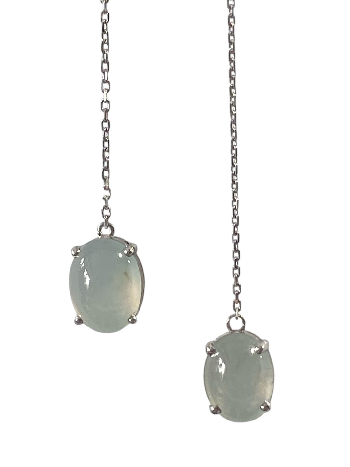 #6327 Vintage Elegant 18k Gold Jadeite Jade Blue Rice Water Ear Stud Earrings