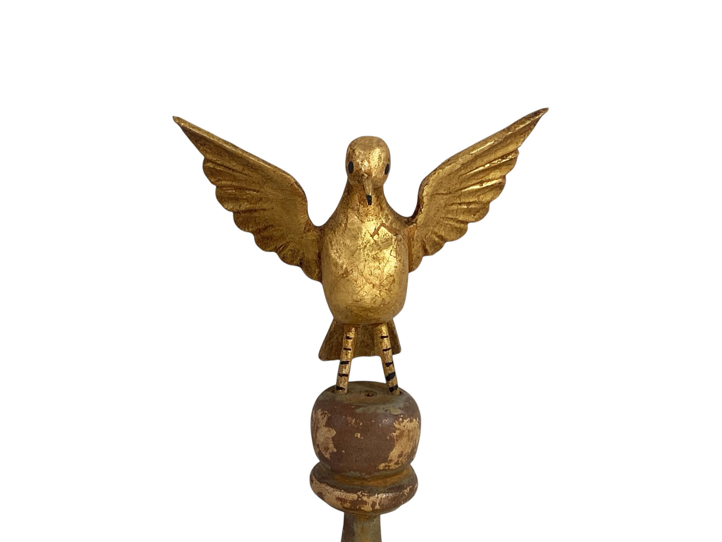 #3010 Superb Carved Wood Dove the Holy Spirit Sculpture on Finial 7.5" H