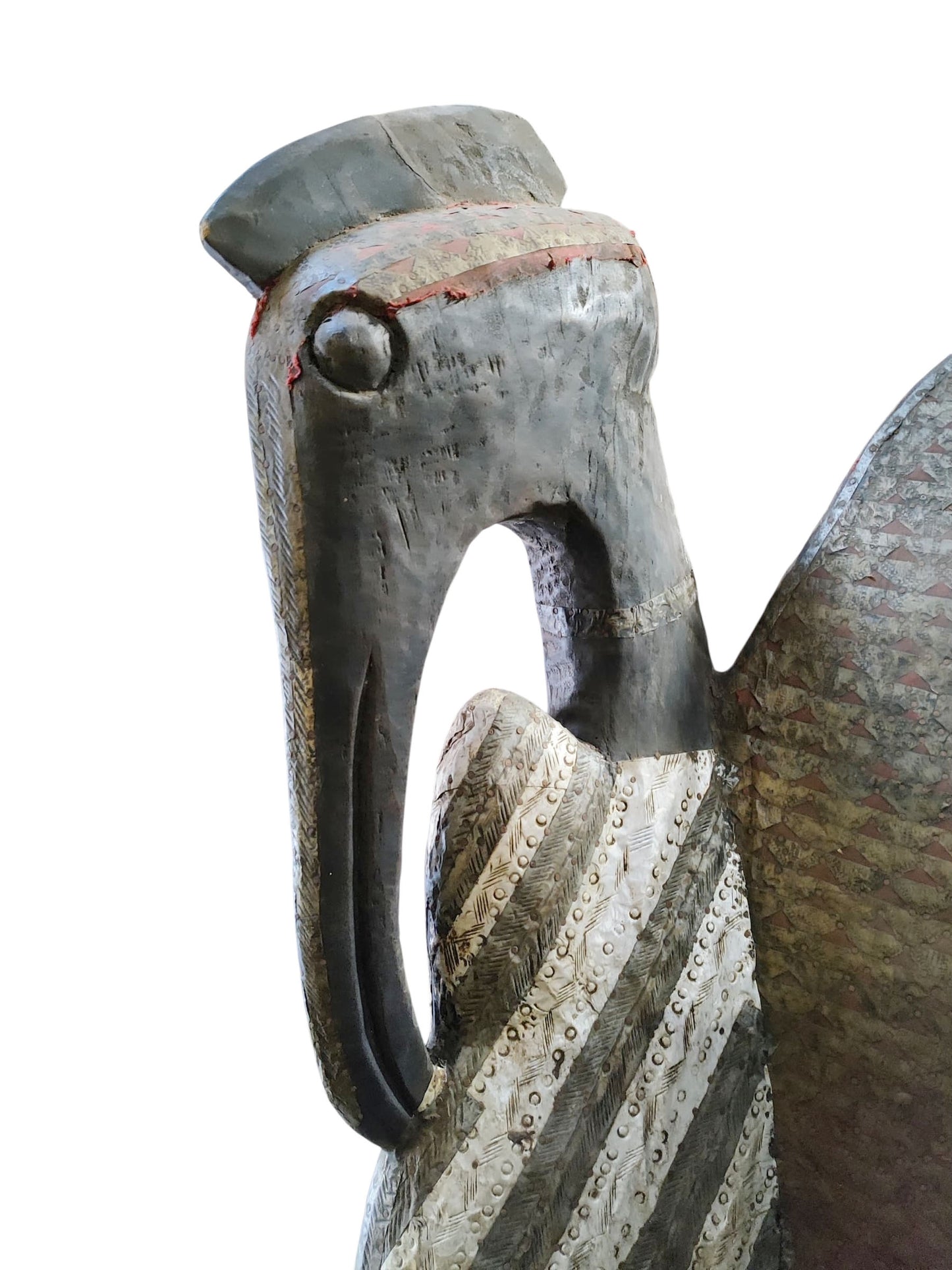 #3864 Huge Sculpture of Senufo Bird Statue Cote d'Ivoire 82" H