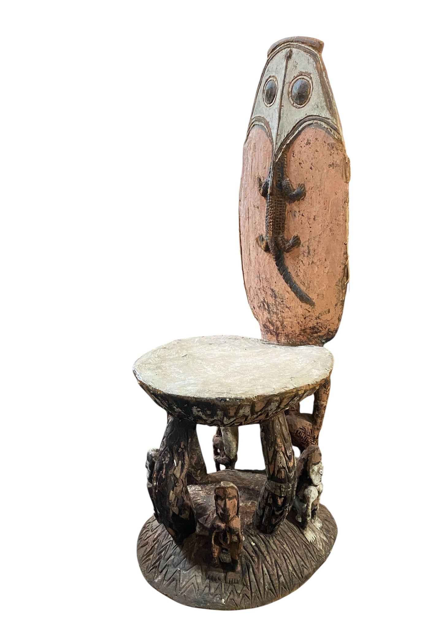 #4681 Museum Quality Vintage Orator's Stool (Teket) Litmus People Papua New Guine 55" H