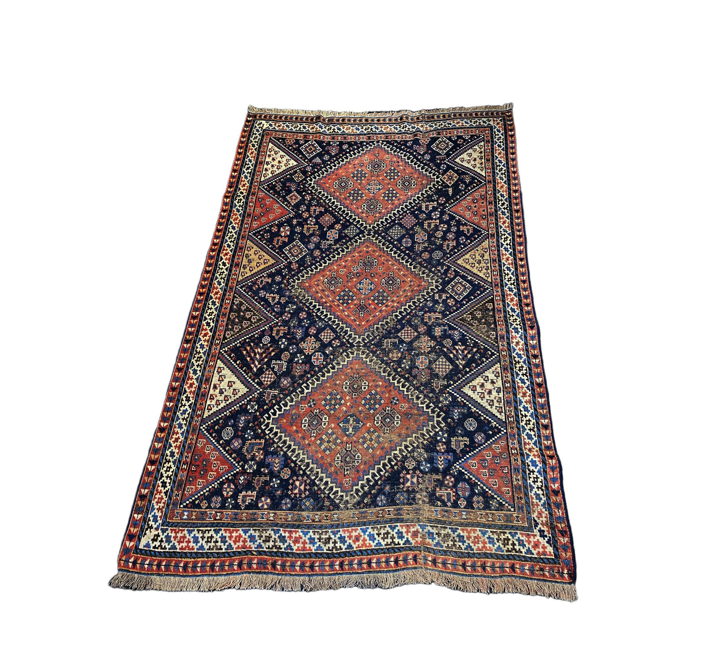 #7153 Rare Antique Tribal Persian Kamseh /Qasqai Rug 7' 6" BY 4'.9"