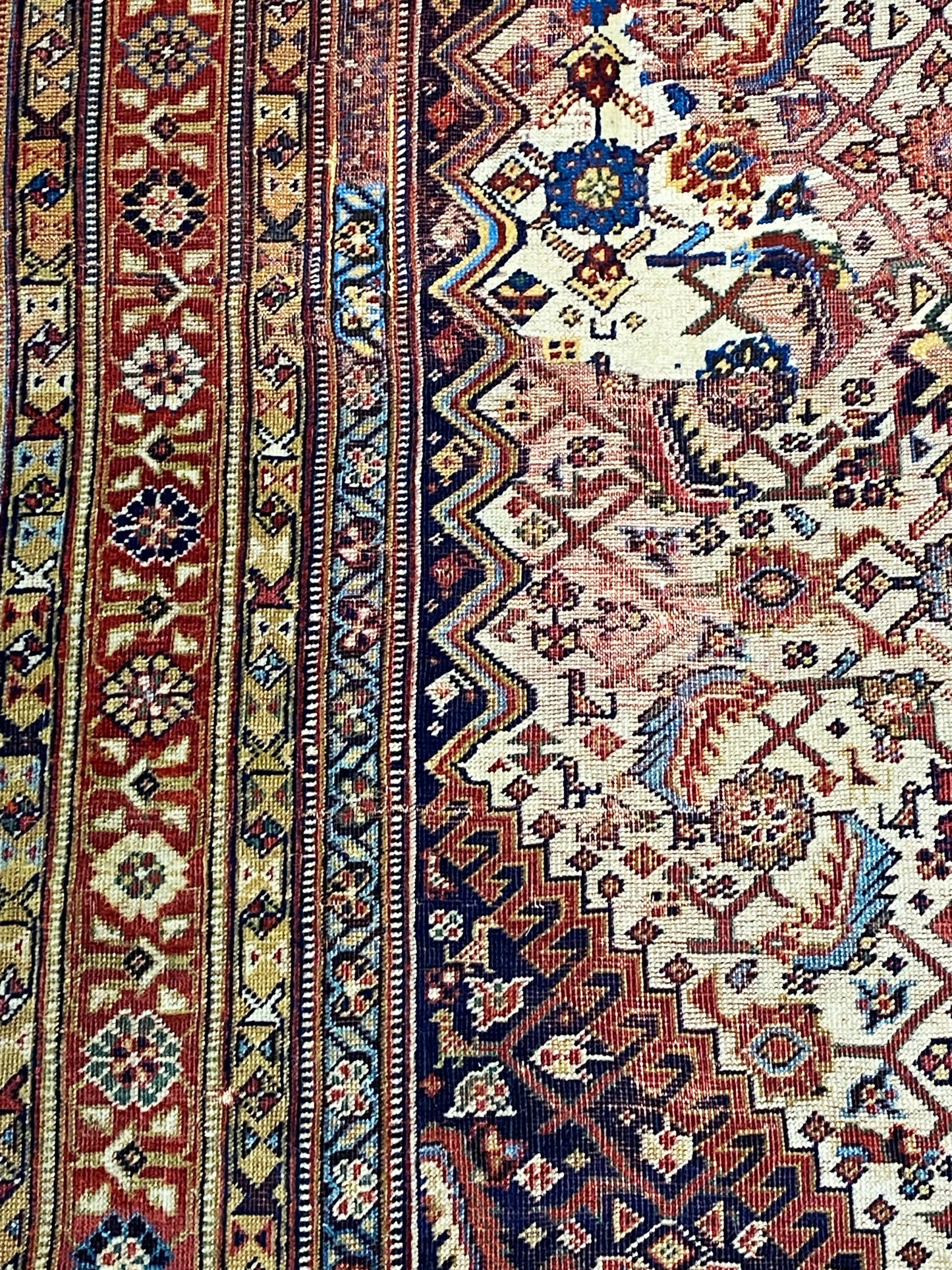 #5960 Antique 19th c Qashqai Rug with All Over Design 8'75" by 4'92"