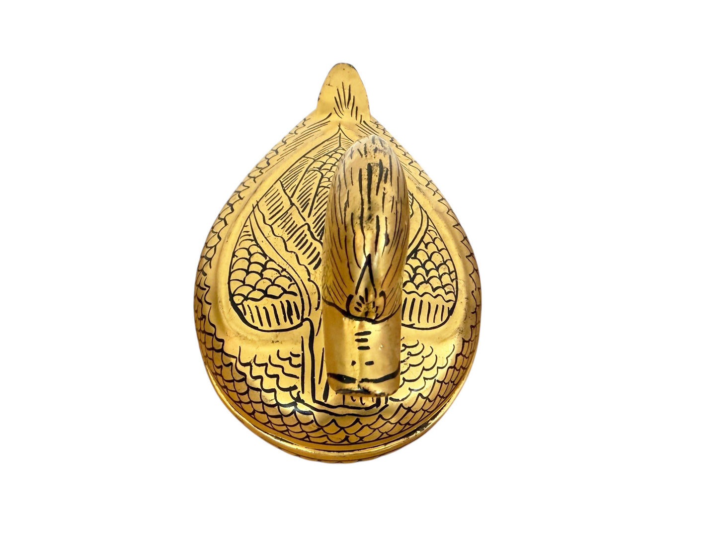 #631 Vintage Burmese Gold Painted Wood Lacquered Duck Trinket Box